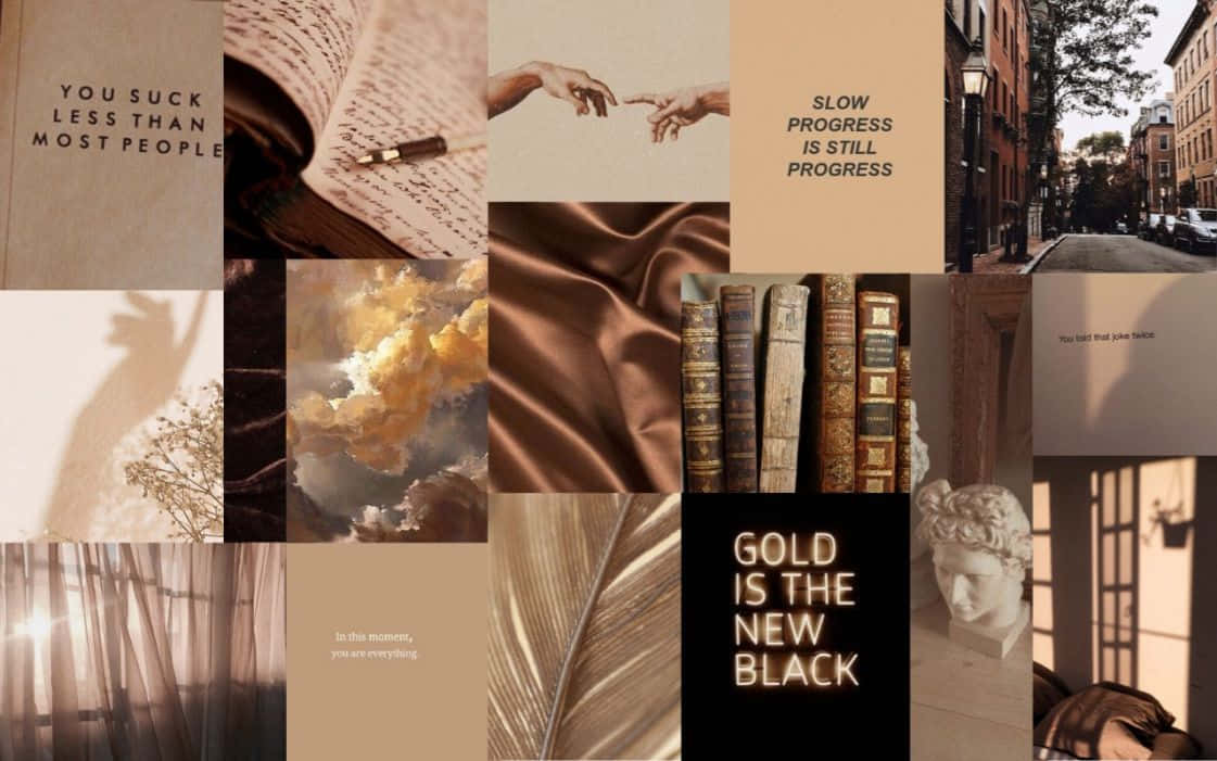 Brown Aesthetic Collage Desktop Wallpaper Background