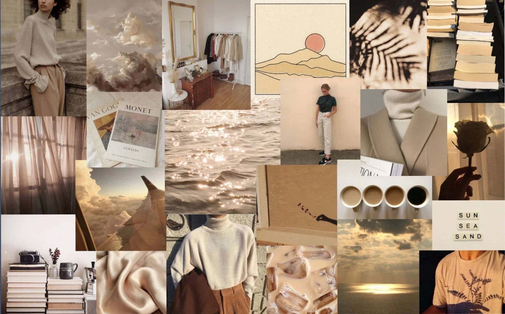 Brown Aesthetic Collage Desktop Wallpaper Background