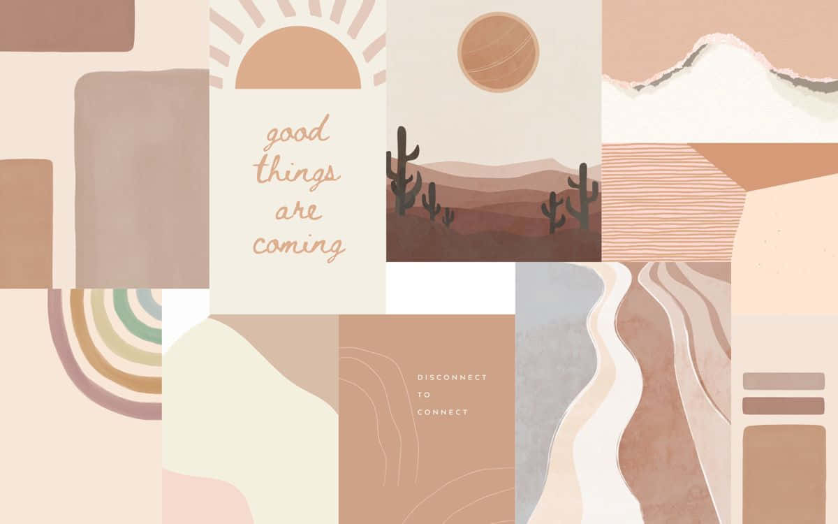 Brown Aesthetic Collage Desktop Wallpaper Background