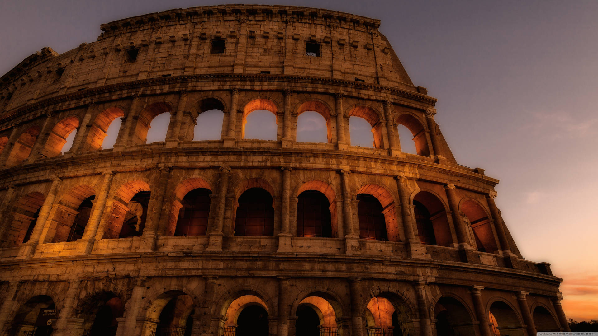 Brown Aesthetic Colosseum Sunset Background