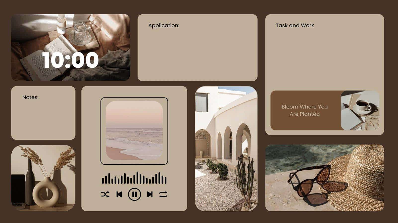 Brown Aesthetic Desktop Organizer Wallpaper Background