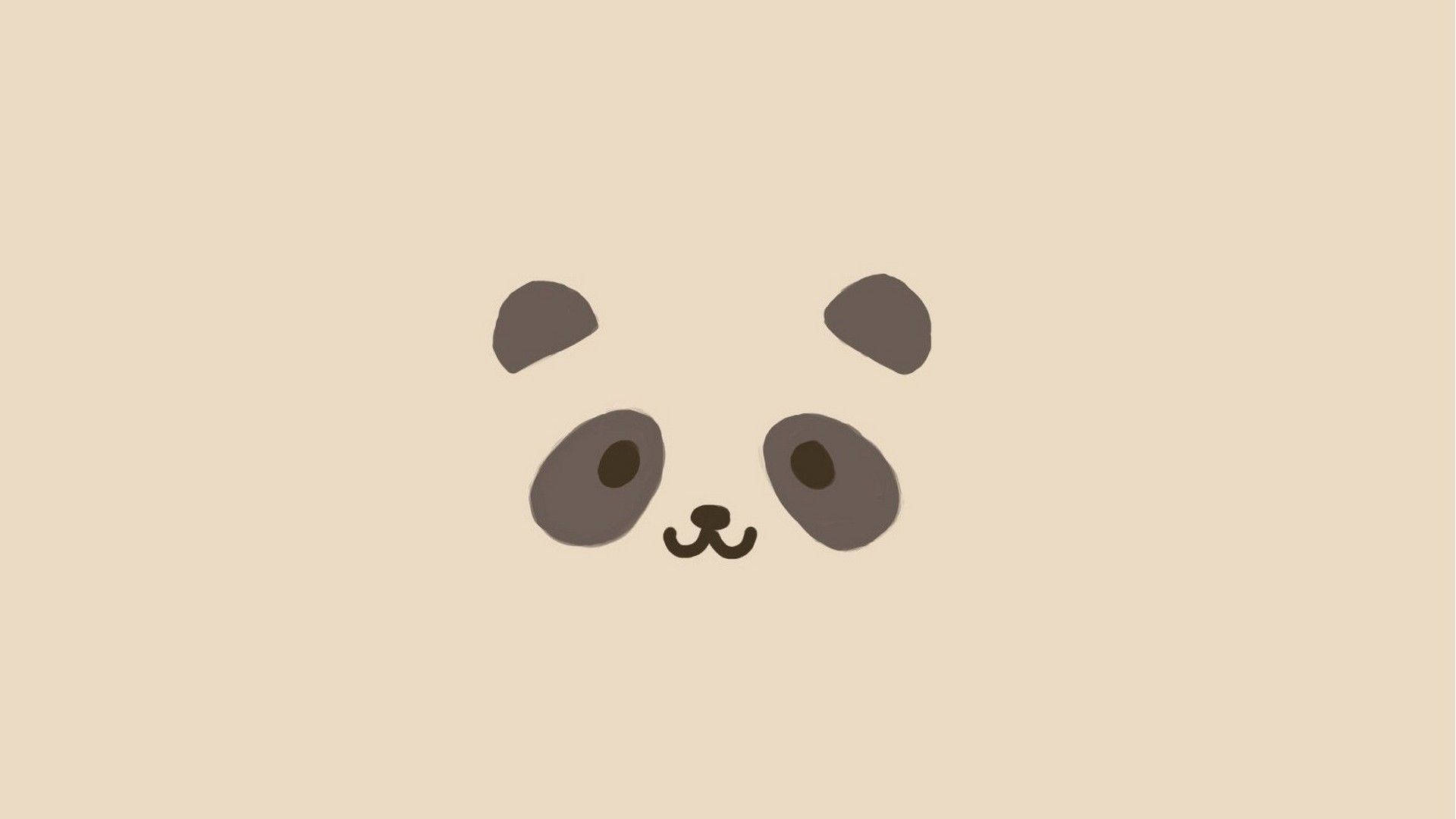 Brown Aesthetic Panda Face Minimalist Background