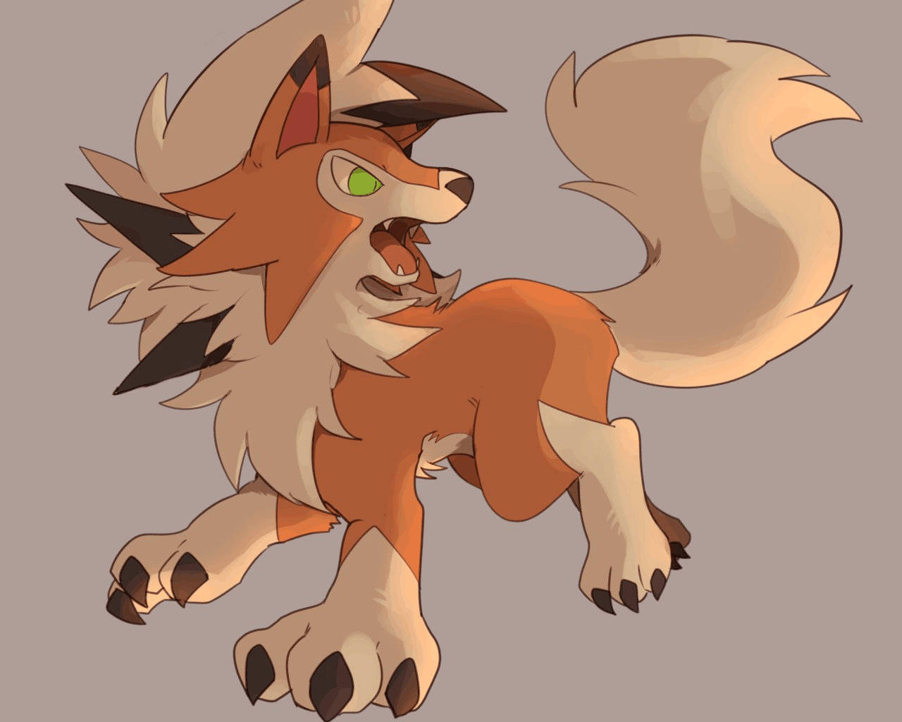 Brown And Beige Aesthetic Lycanroc Dusk