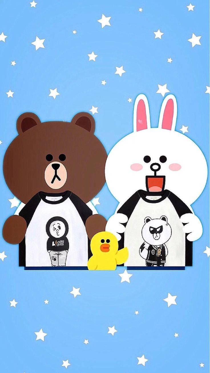 Brown And Cony Cutely Pose Together In Blue