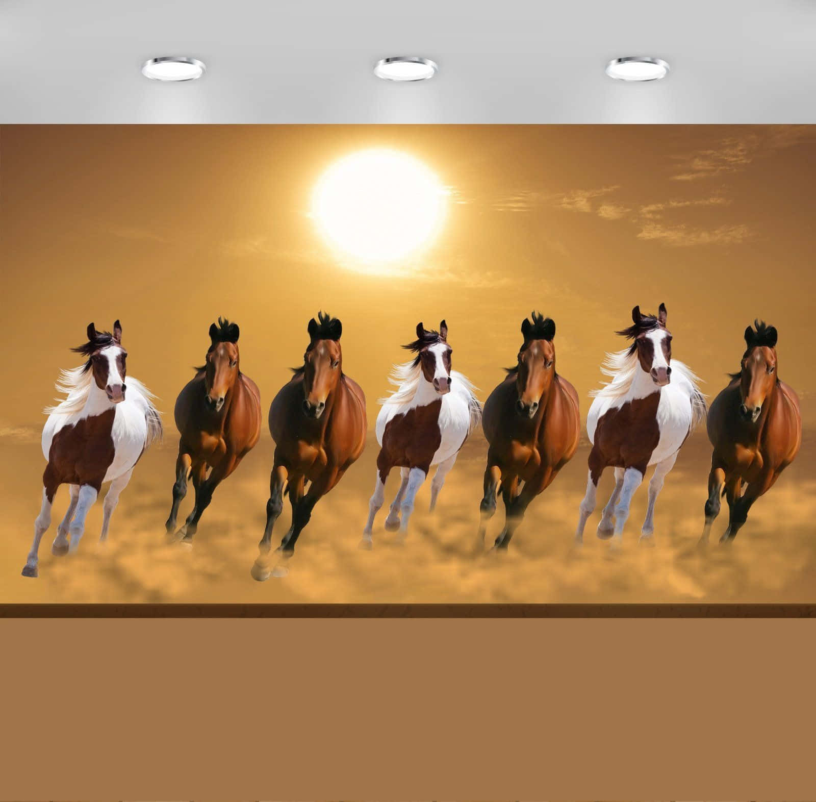 Brown And White 7 Horses Background