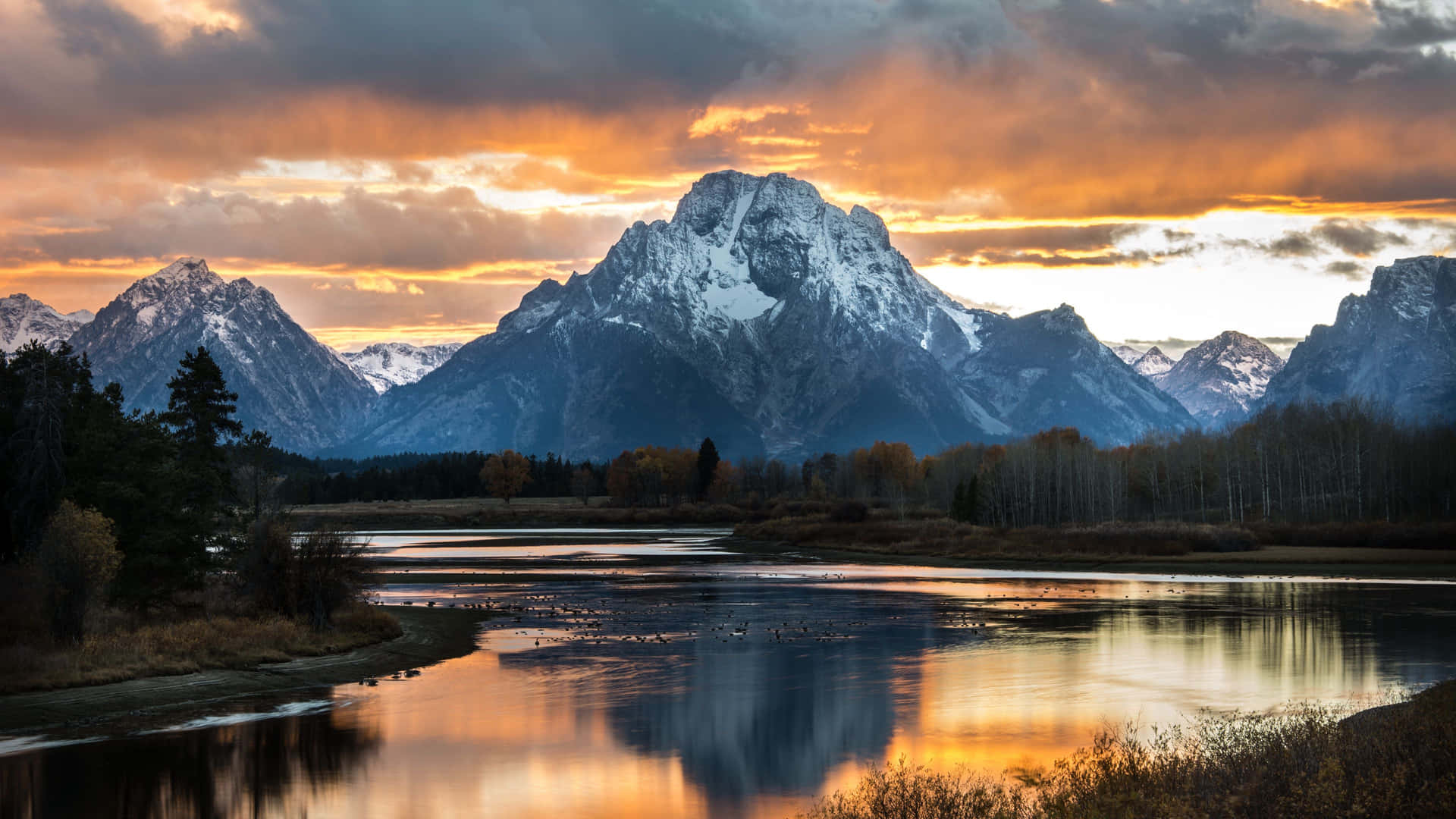 Brown And White Mountains Sunset