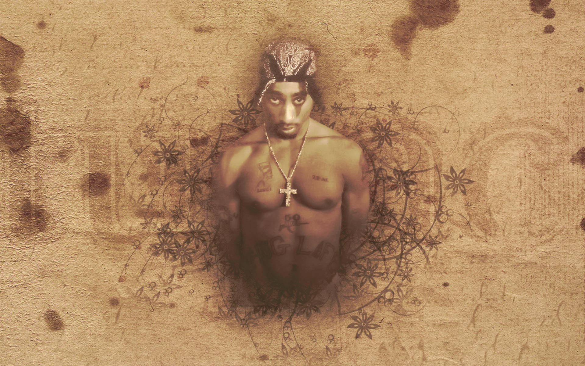 Brown Background 2pac Bare Chest Background