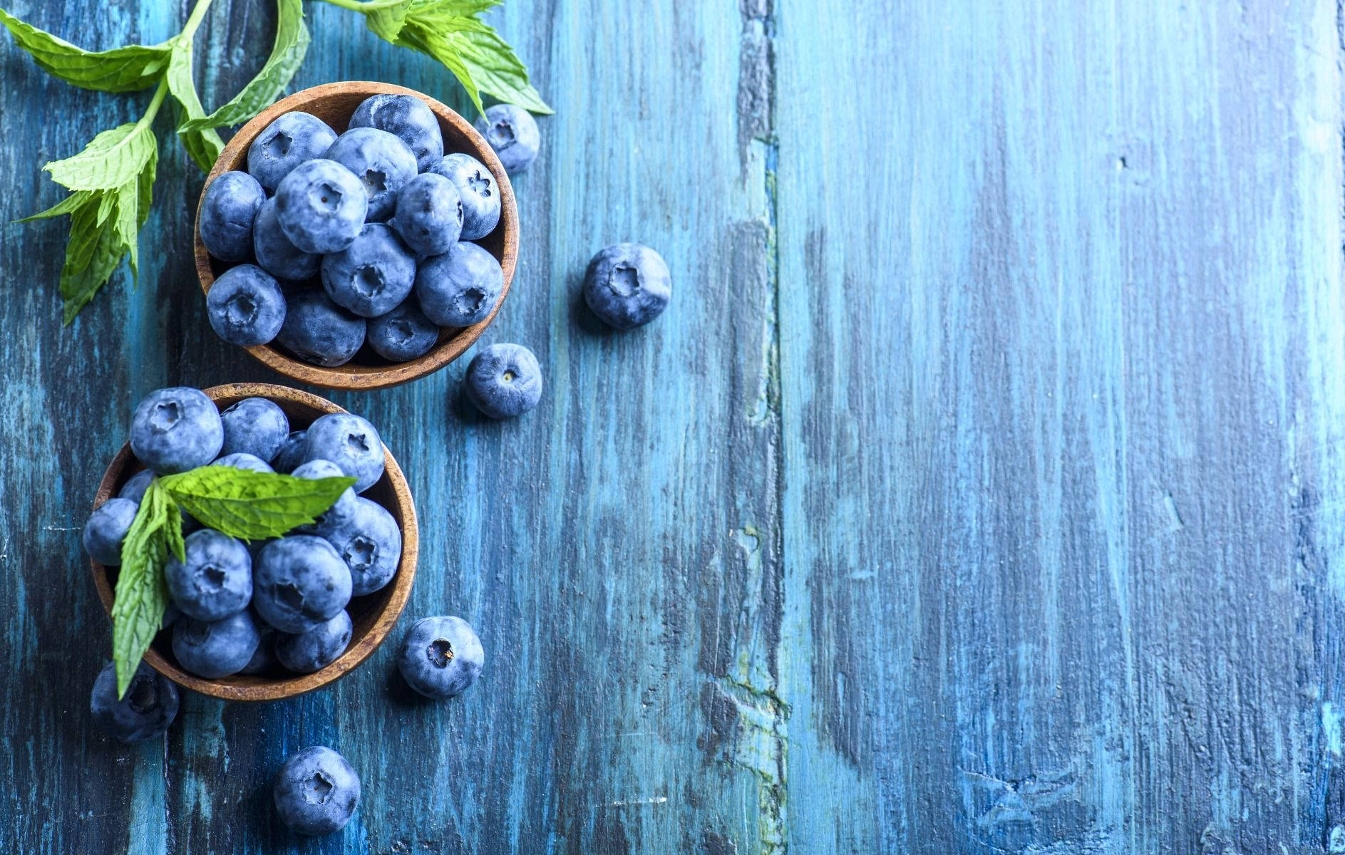 Brown Bowls Of Blueberries Background