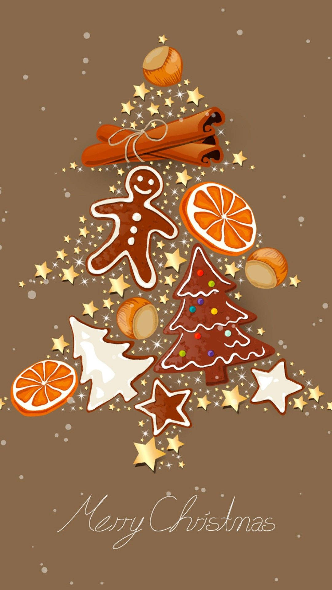 Brown Christmas Digital Art Phone Background
