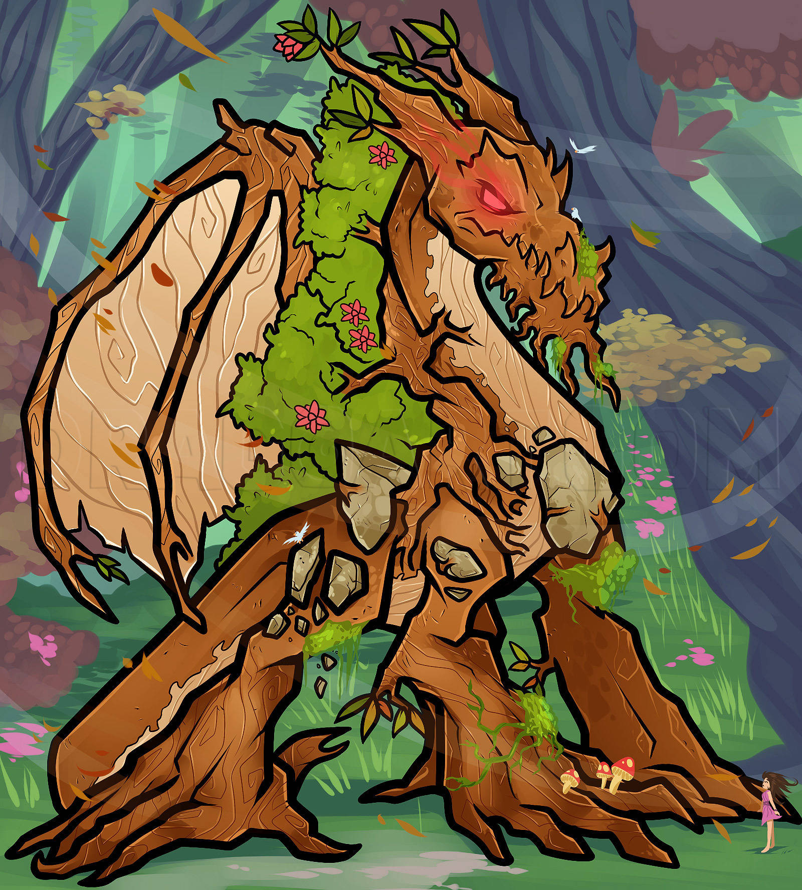 Brown Earth Dragon Red Eyes Background