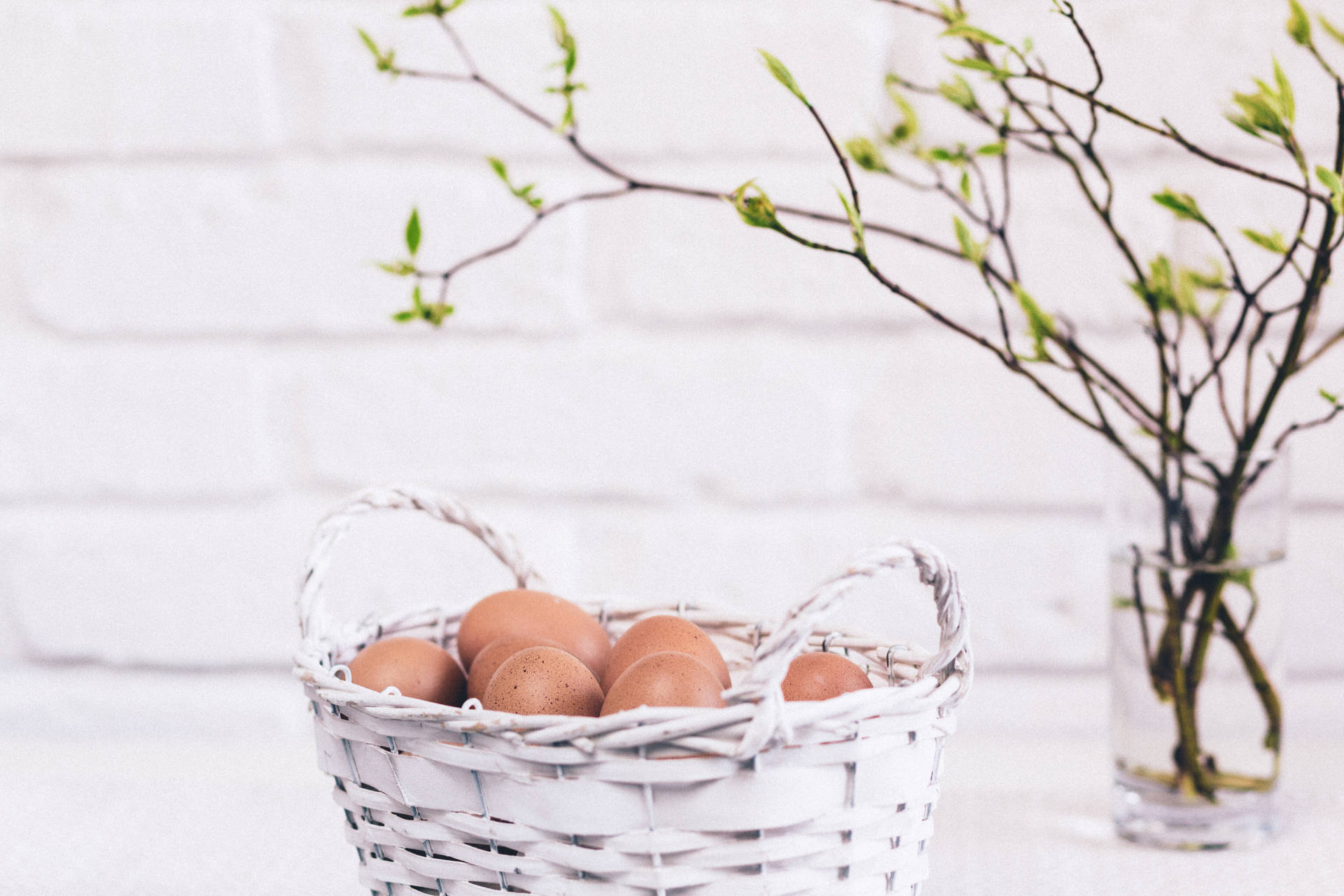 Brown Easter Eggs On Basket Background