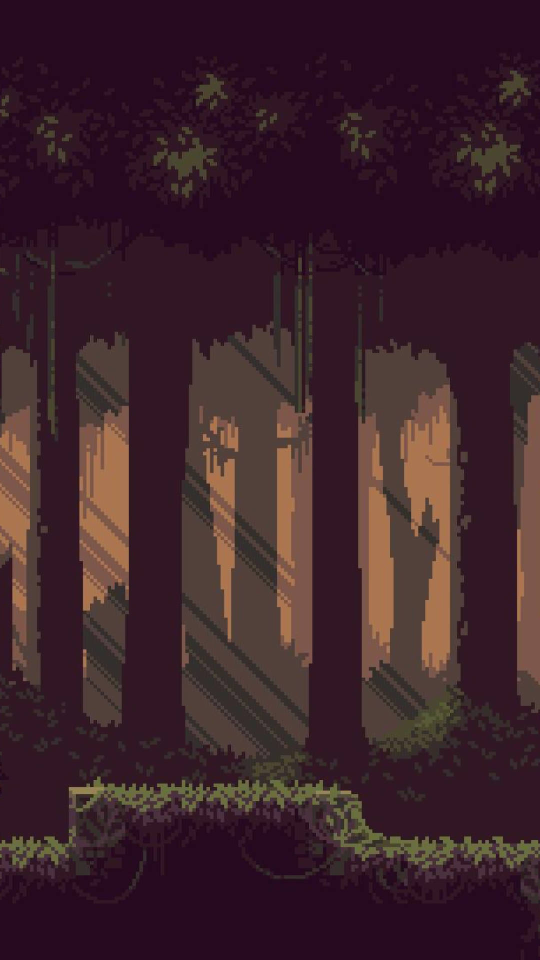 Brown Forest In Aesthetic Pixel Art