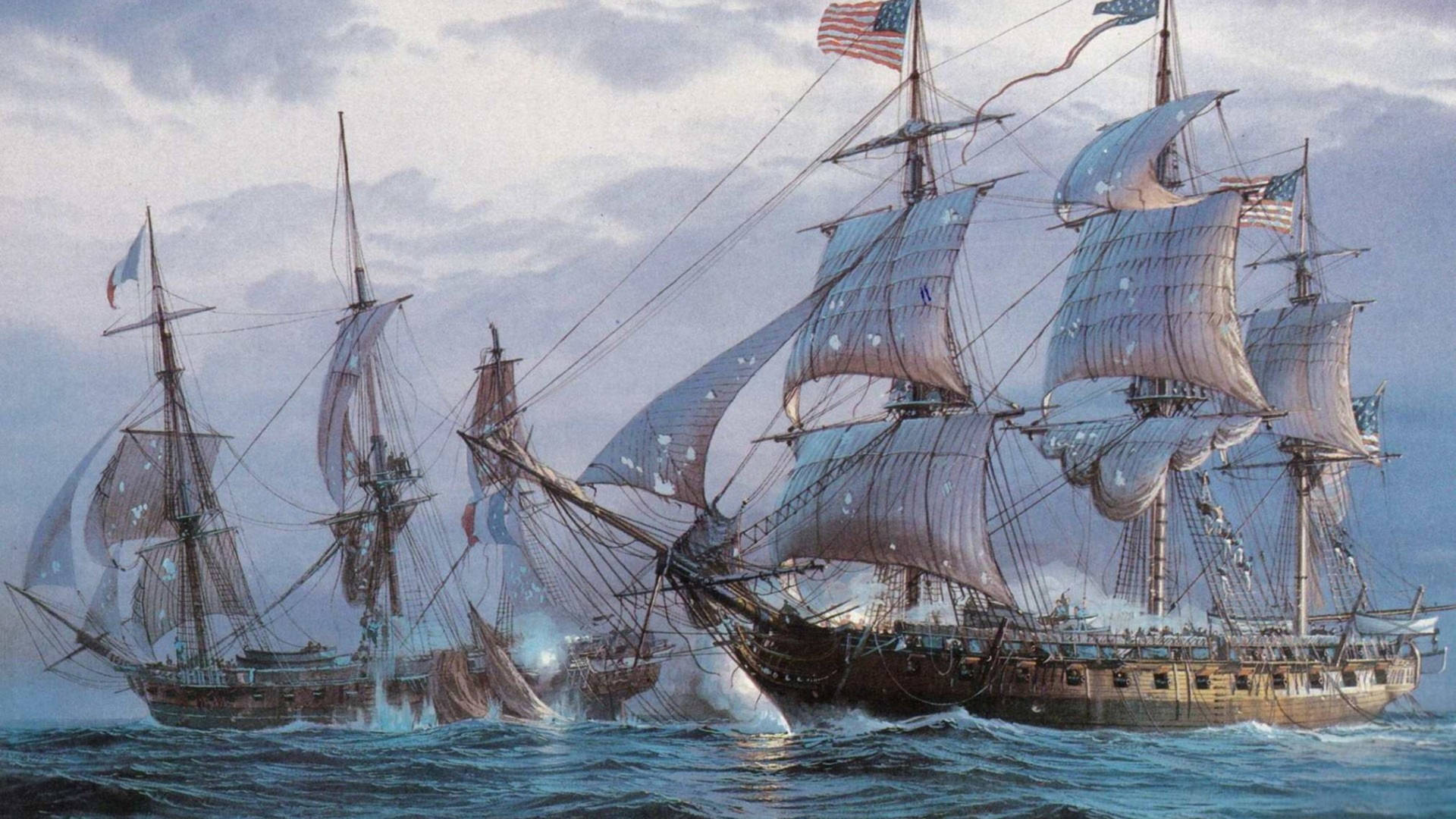 Brown Galleon Sailing Ships Background