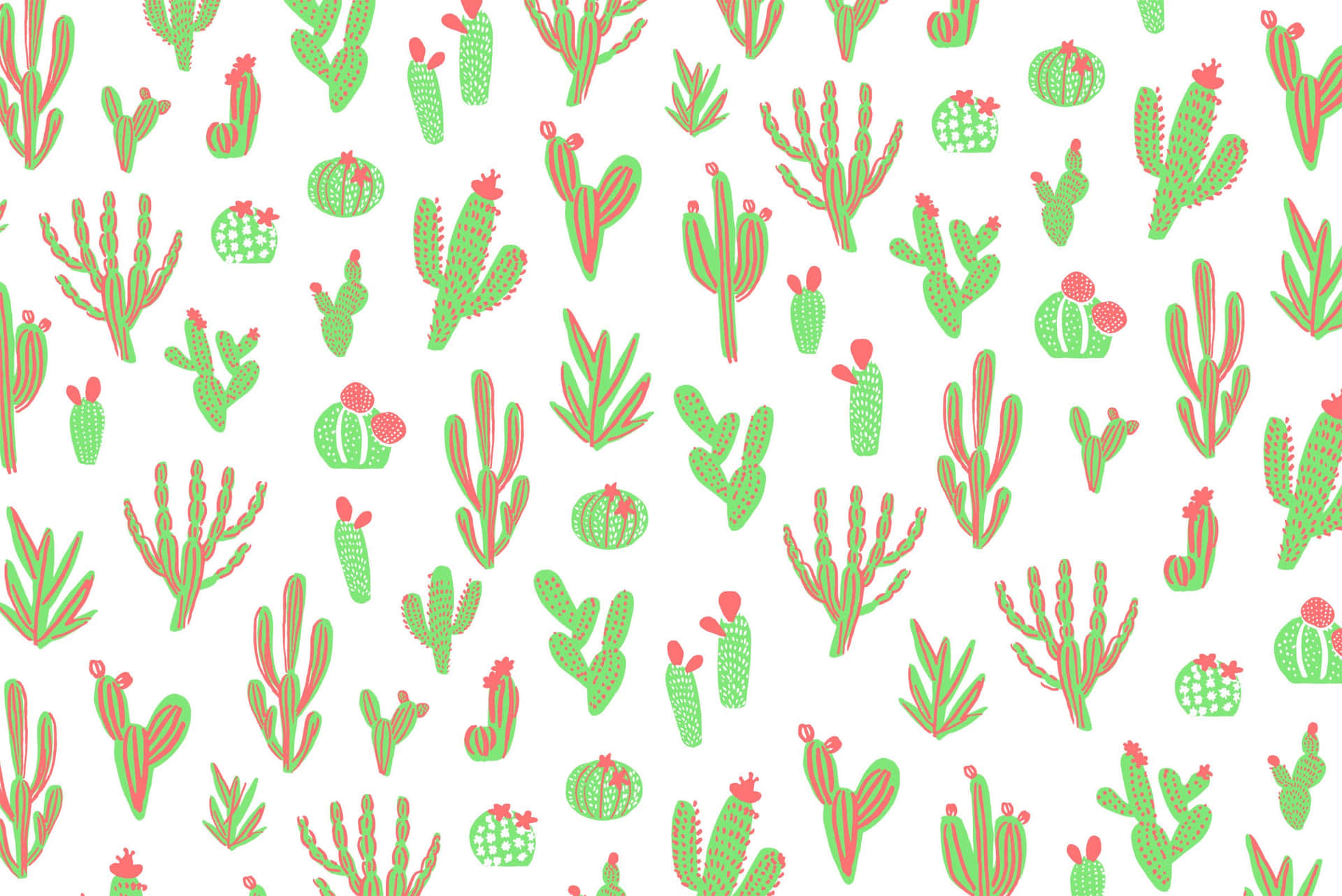 Brown Green Cute Cactus Background