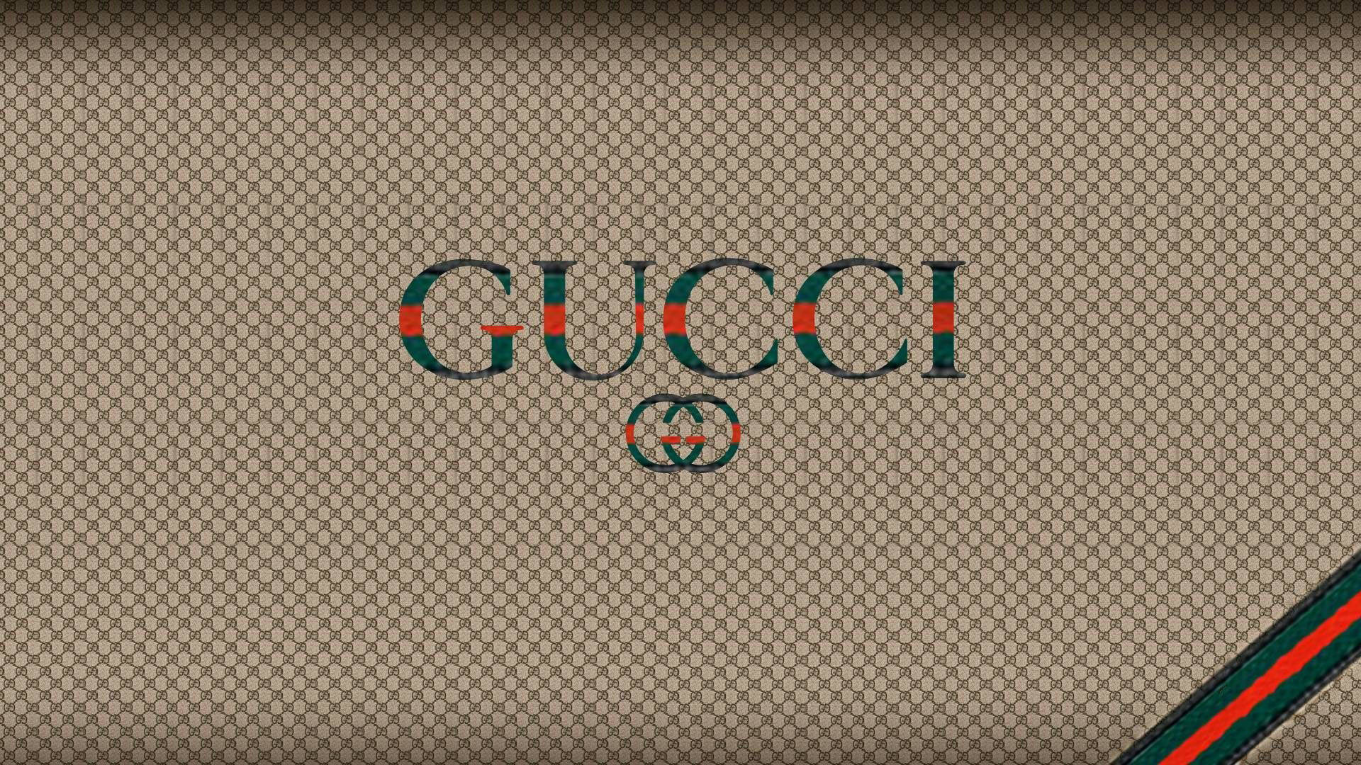 Brown Gucci Pattern And Brand Name Background