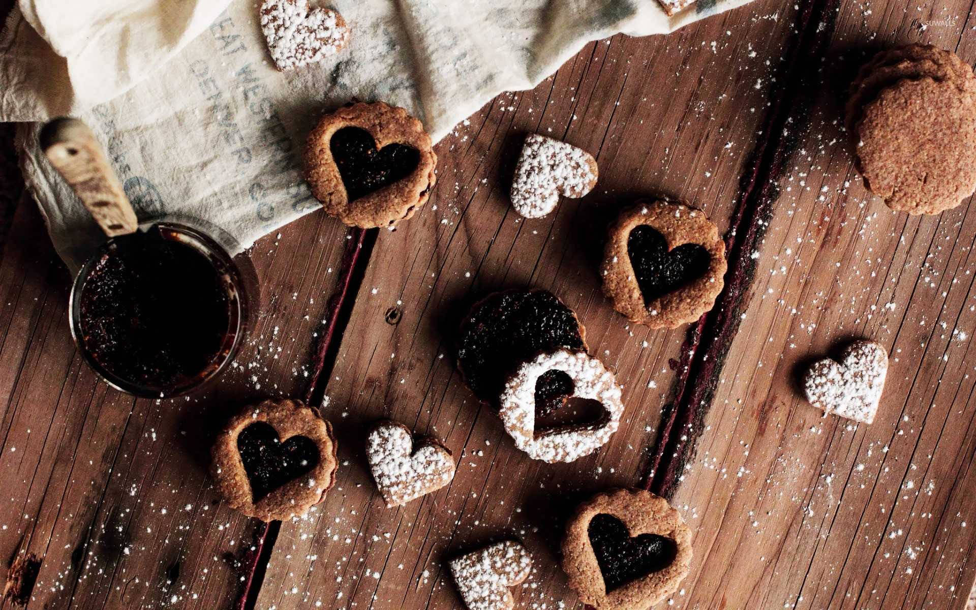 Brown Heart Cookies Background