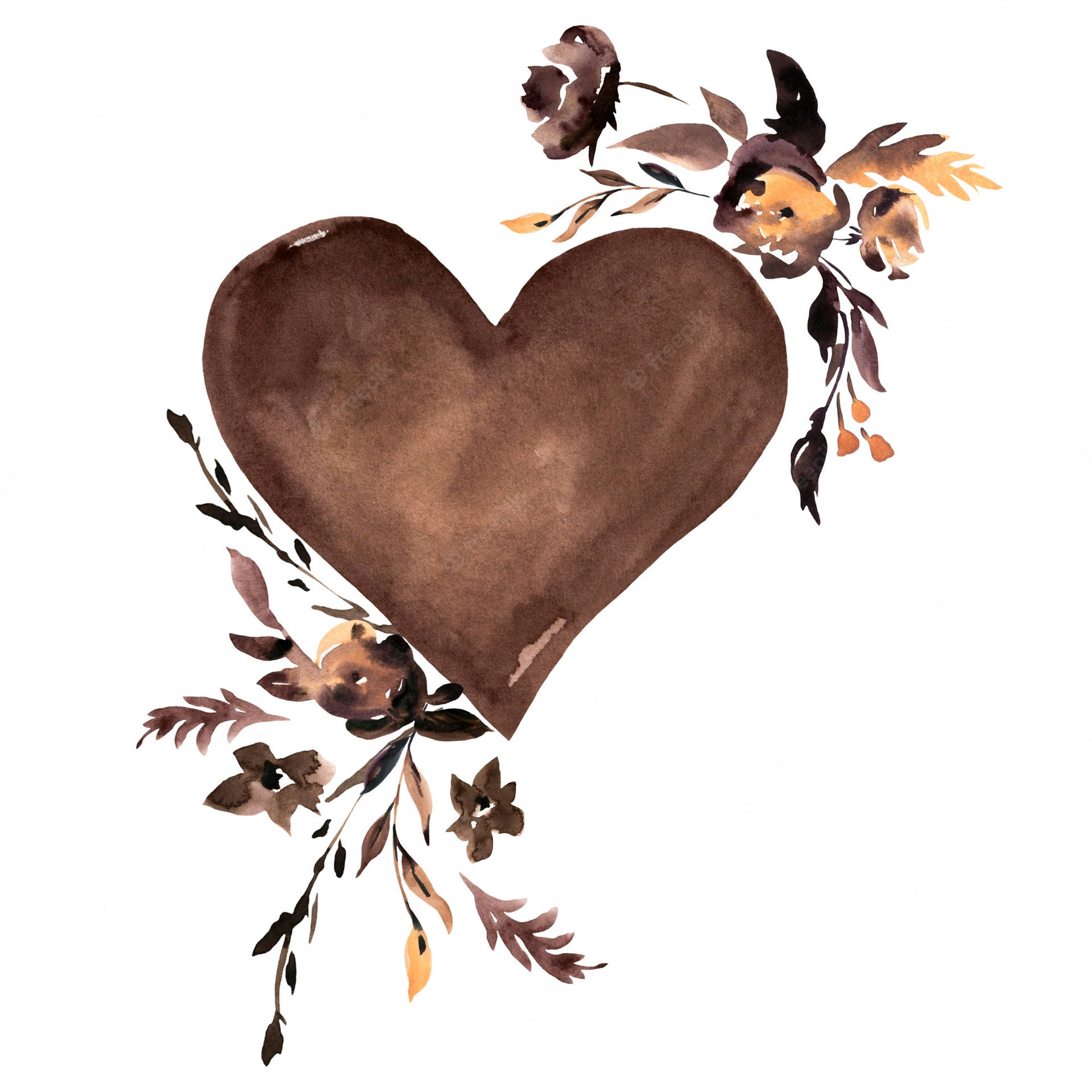 Brown Heart Watercolor Art Background