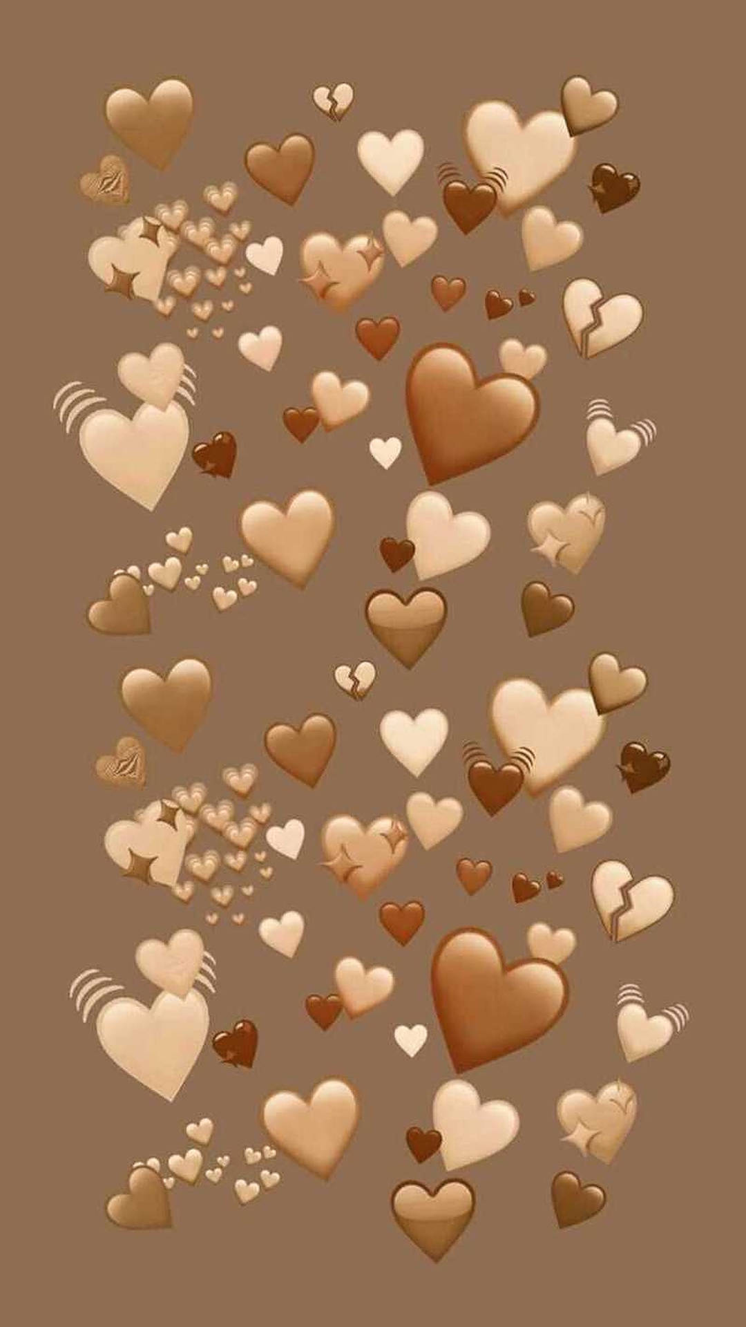 Brown Hearts Emojis Background