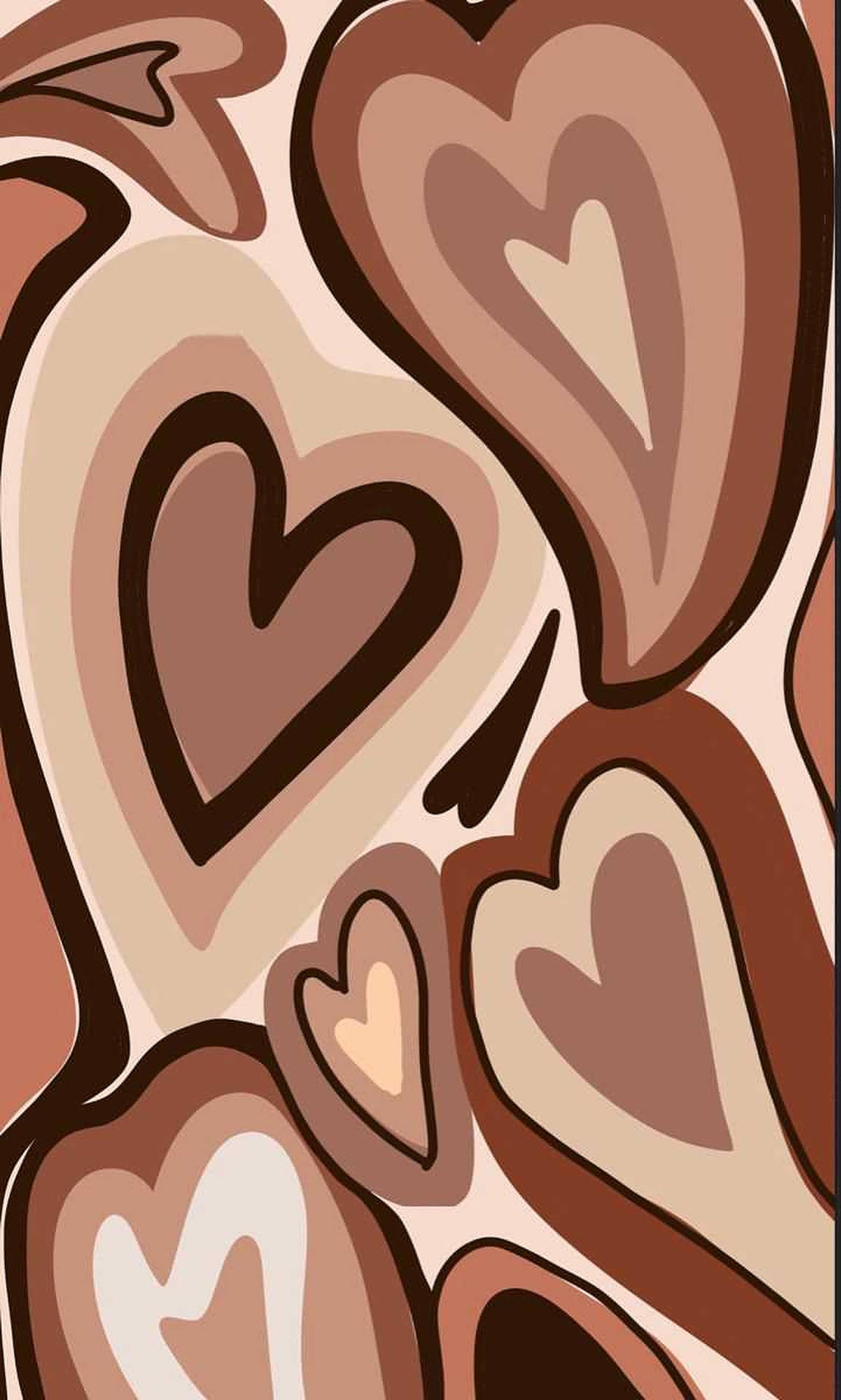 Brown Hearts Pattern Background