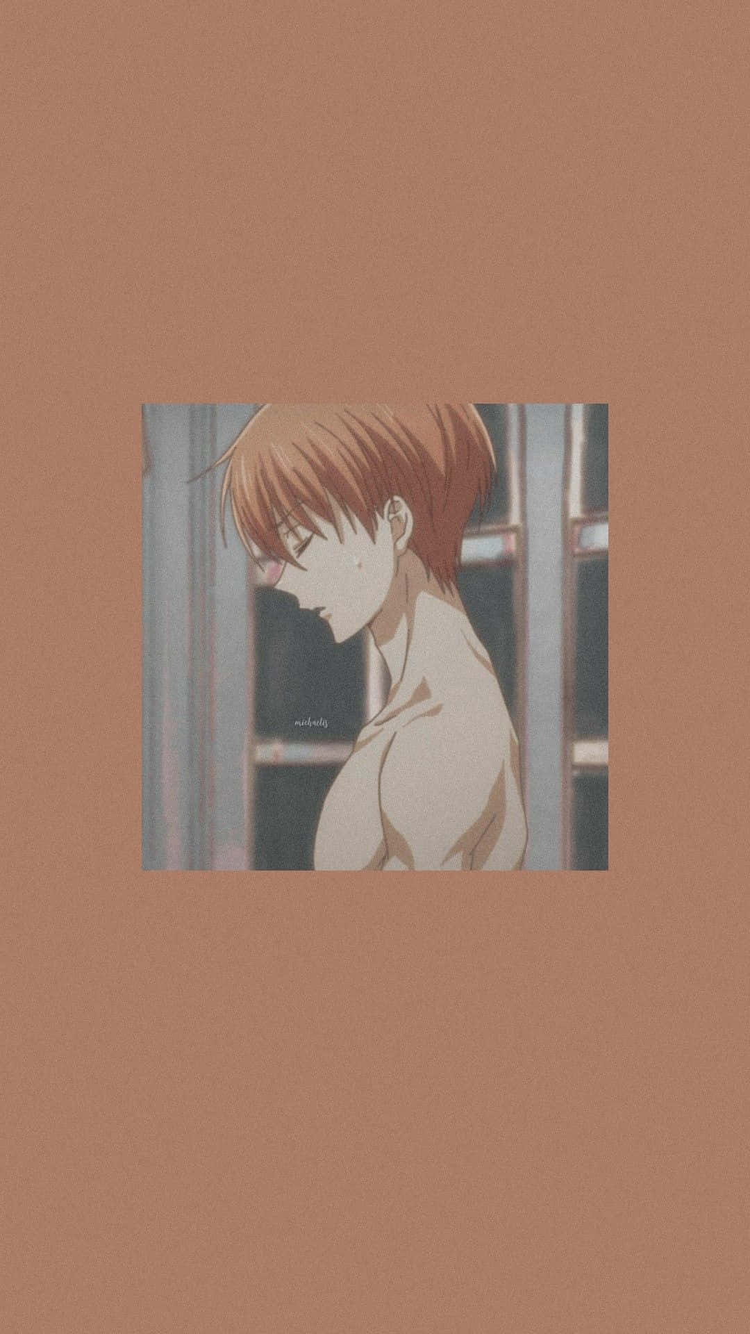 Brown Kyo Sohma Minimalist Fruits Basket Anime Background