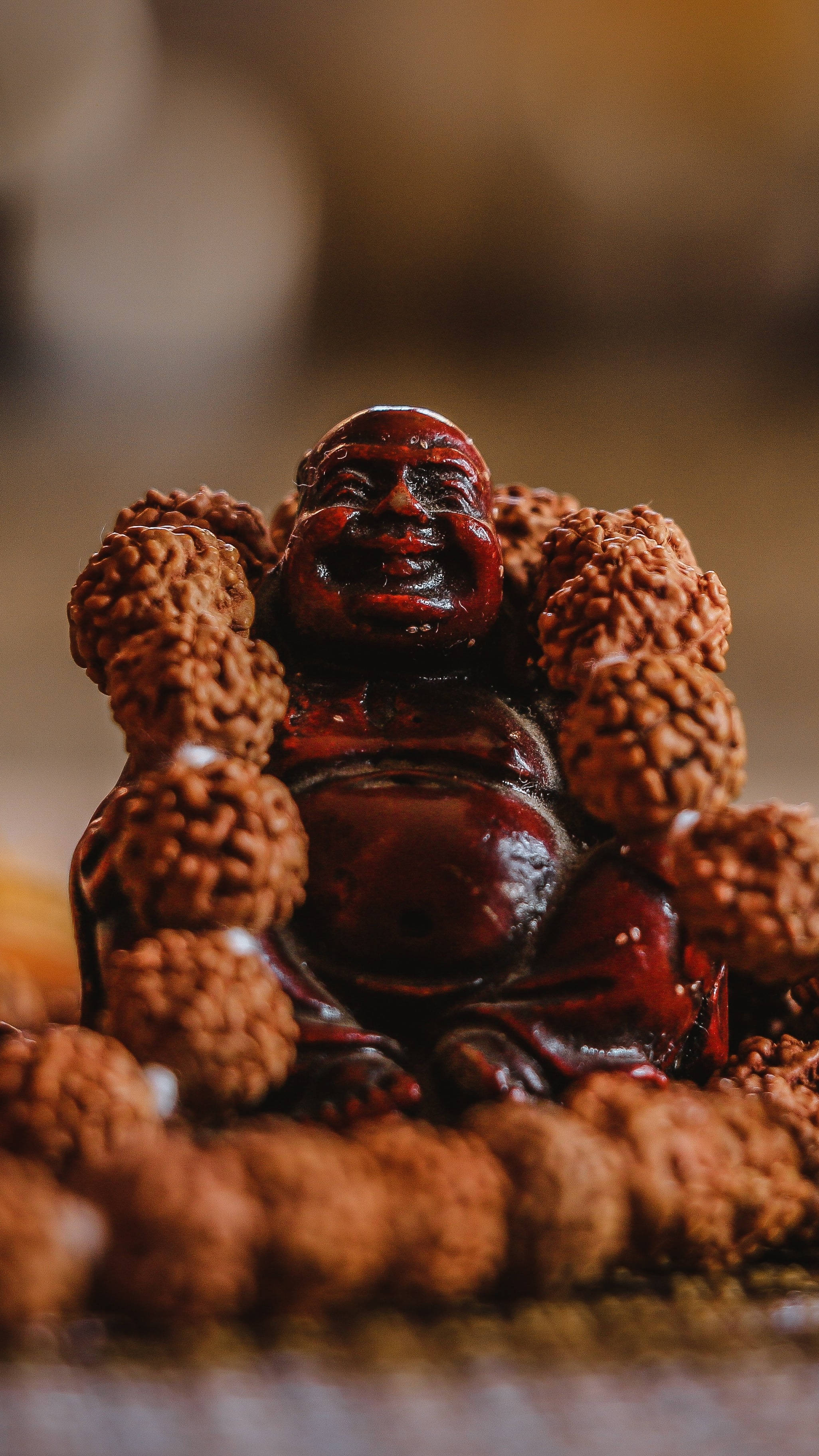 Brown Laughing Buddha Statue Background