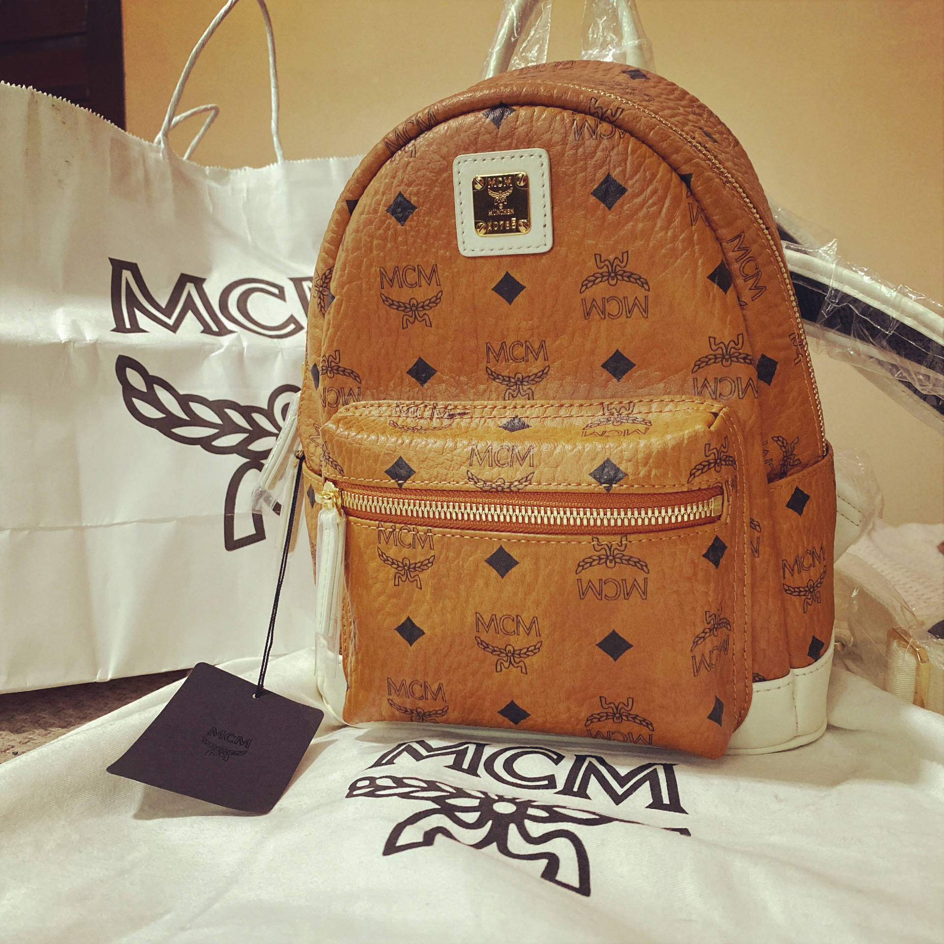 Brown Mcm Leather Backpack