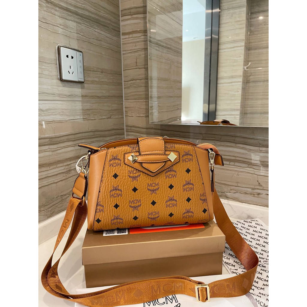 Brown Mcm Leather Sling Bag