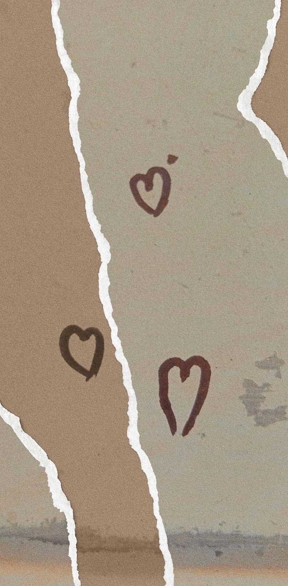 Brown Paper Heart Doodles Background