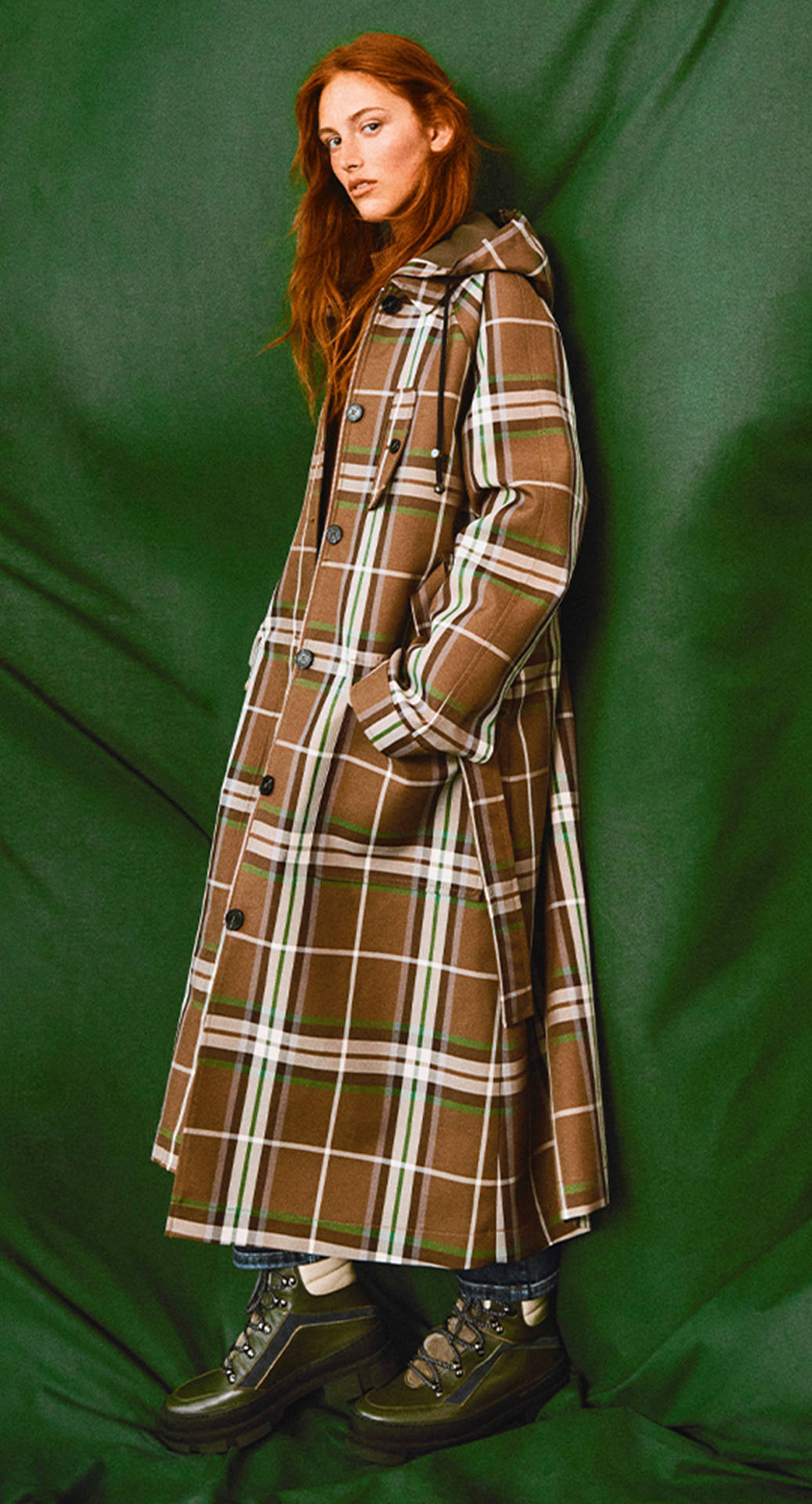 Brown Plaid Coat From Claudie Pierlot Background