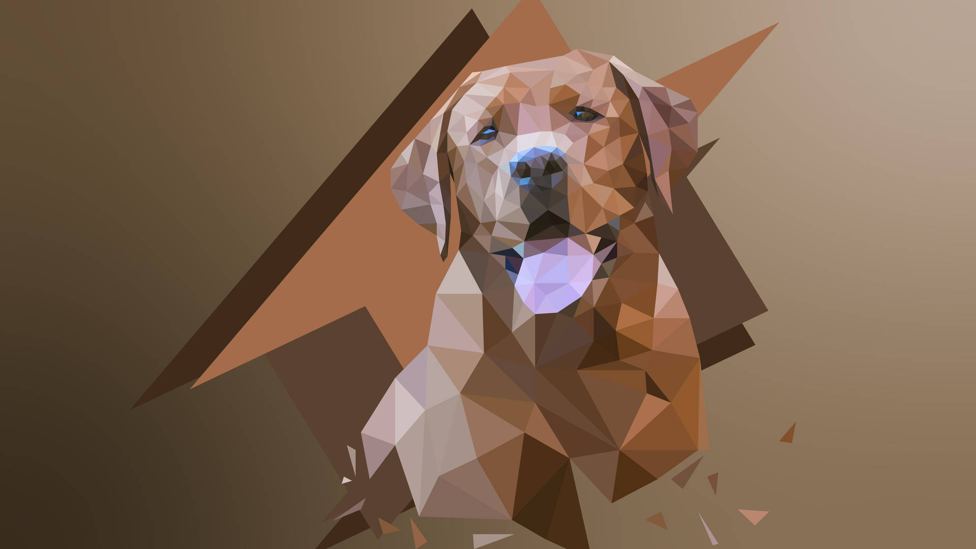 Brown Poly Dog Art Background