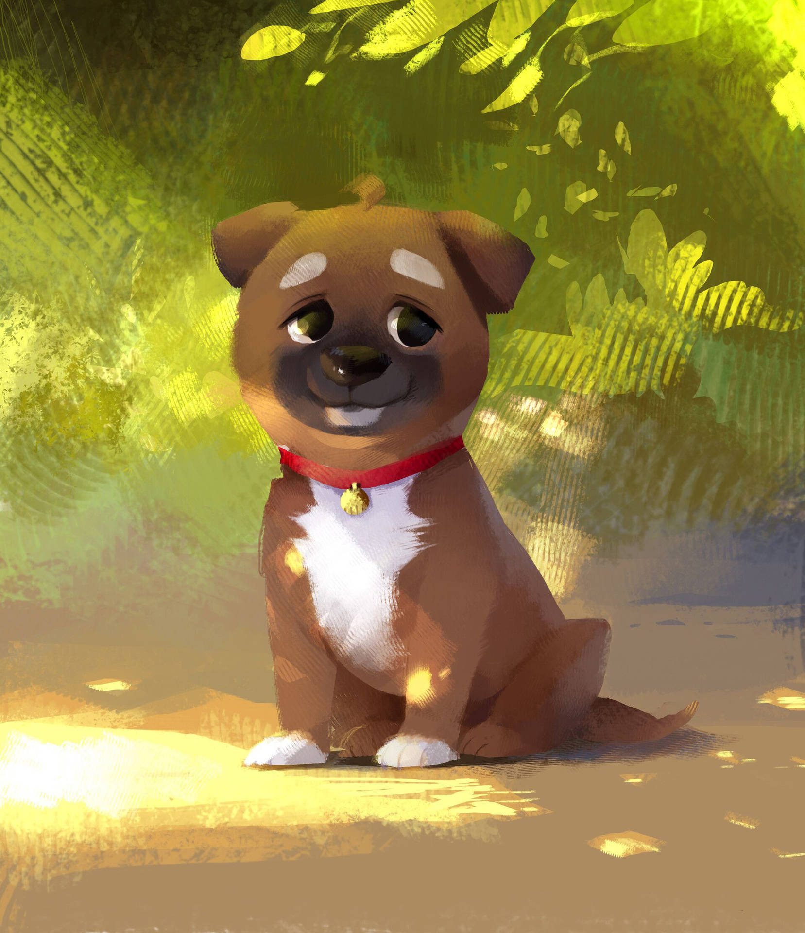 Brown Pug Dog Art Background