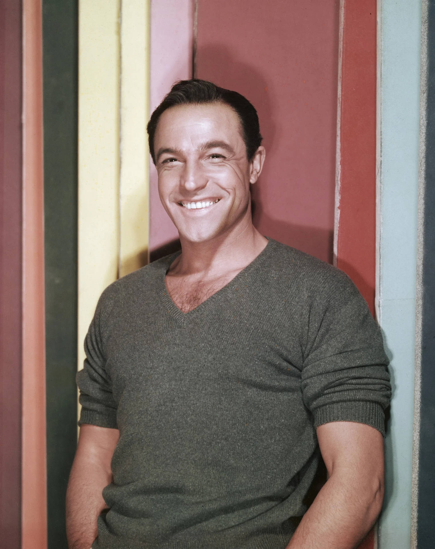 Brown Rolled Sleeve Gene Kelly Background