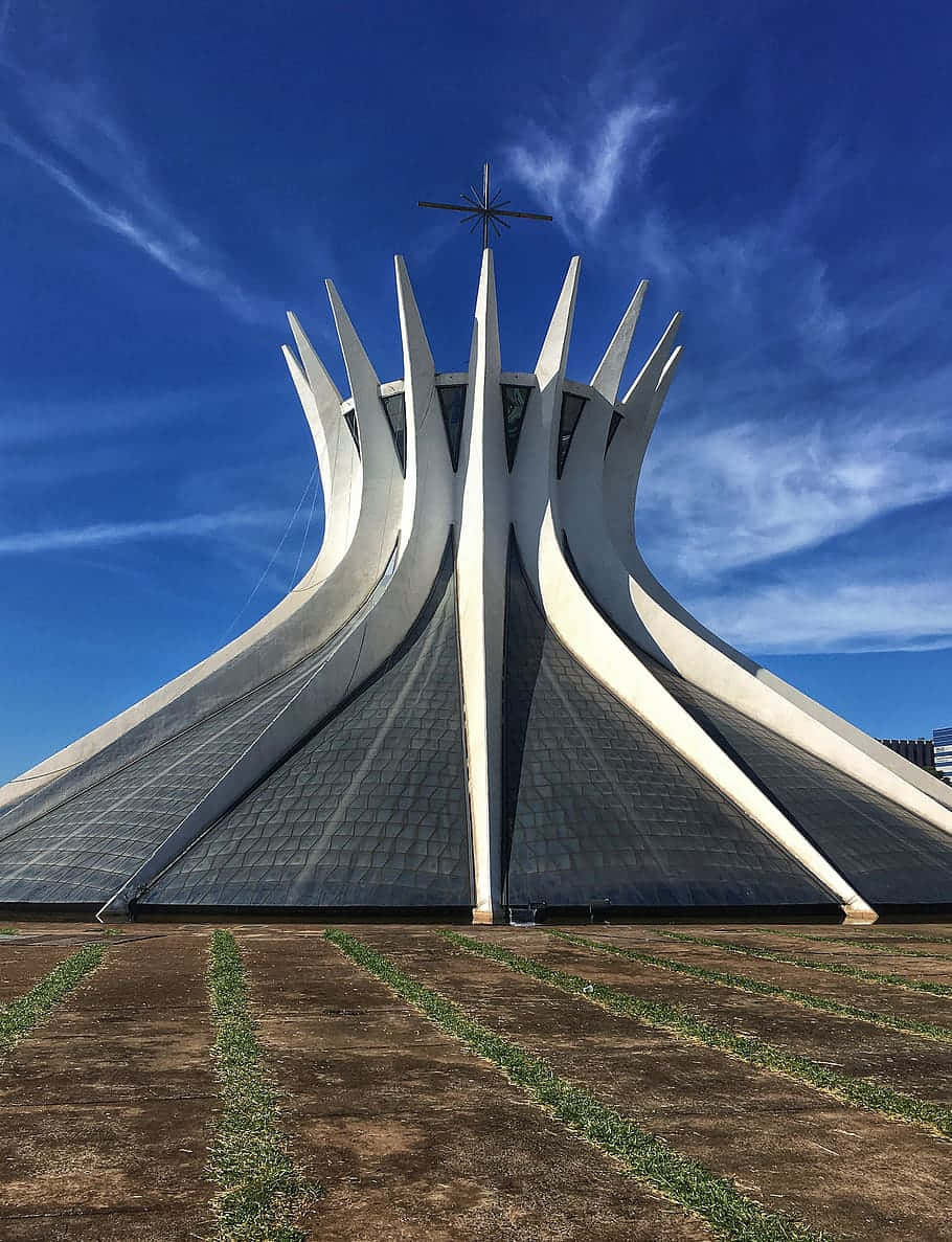 Brown Soil At Cathedral Of Brasilia Background
