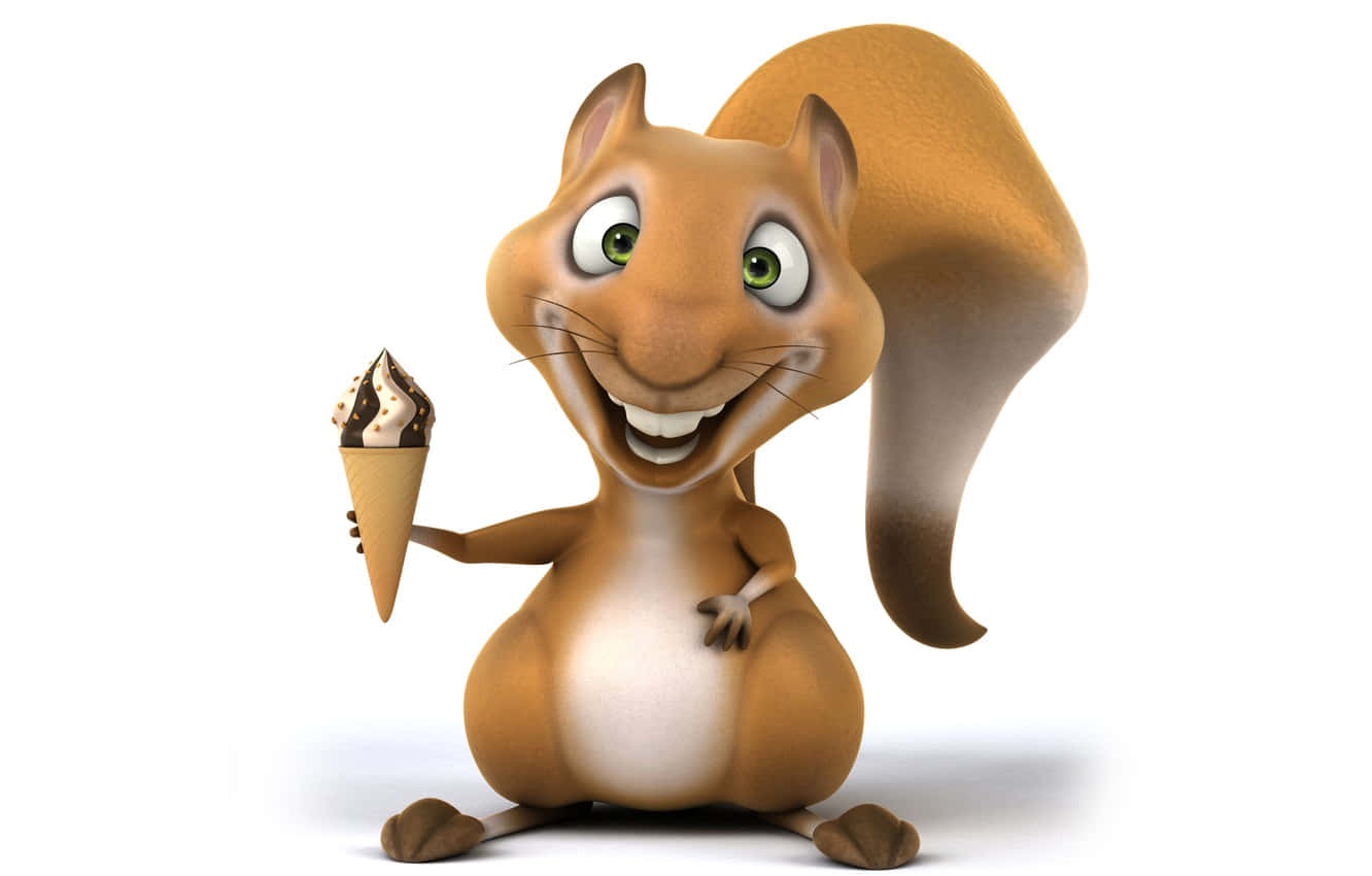 Brown Squirrel Holding Cute Ice Cream Background
