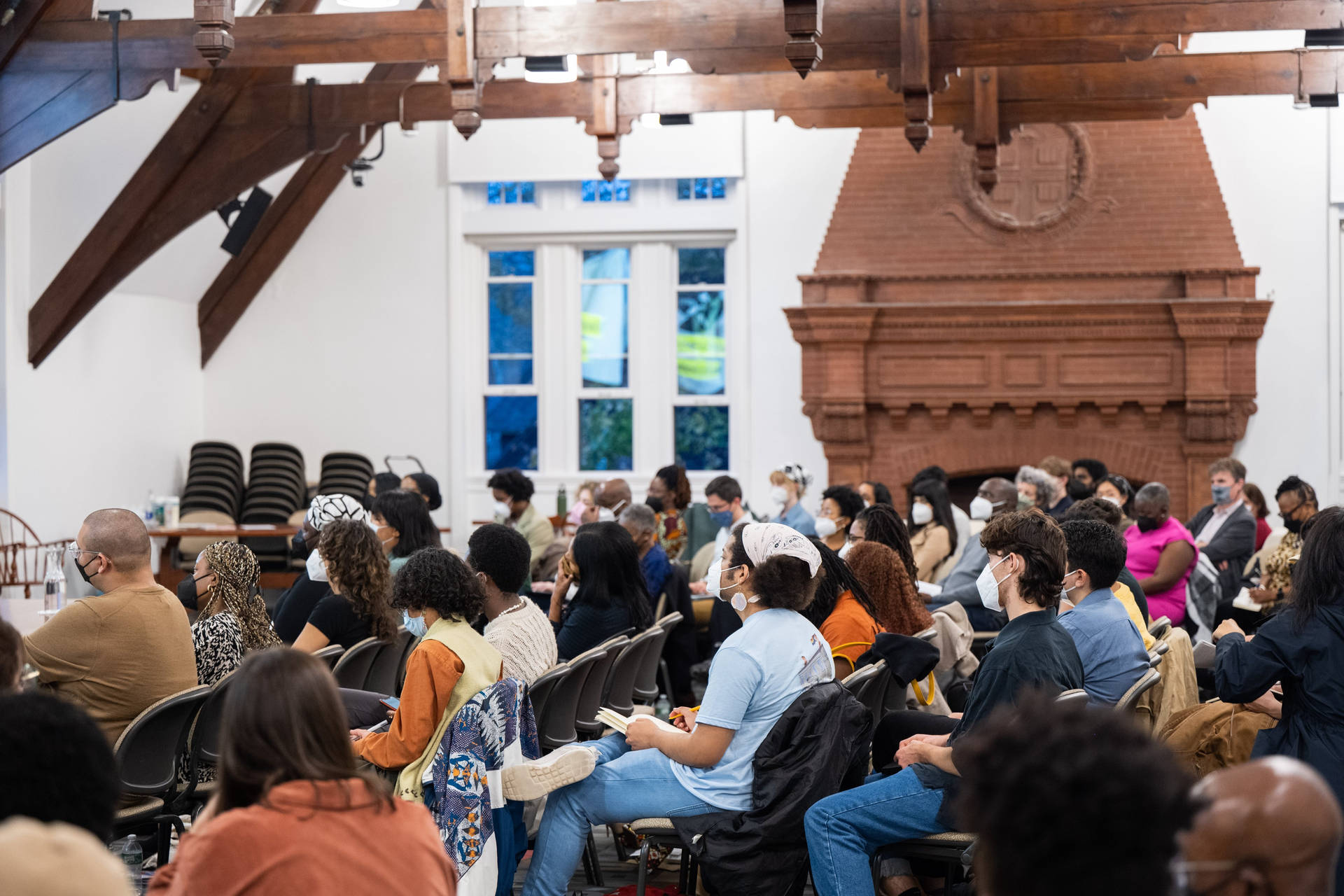 Brown University Hall With Students On Campus Background