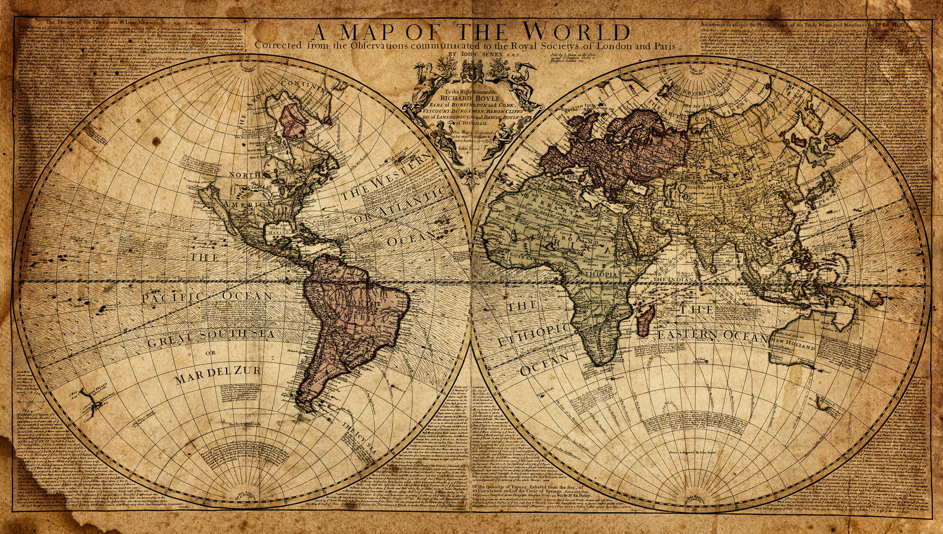 Brown Vintage World Map 4k Background