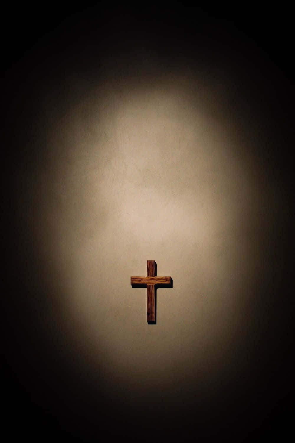 Brown Wooden Christian Beautiful Cross With Vignette Effect Background