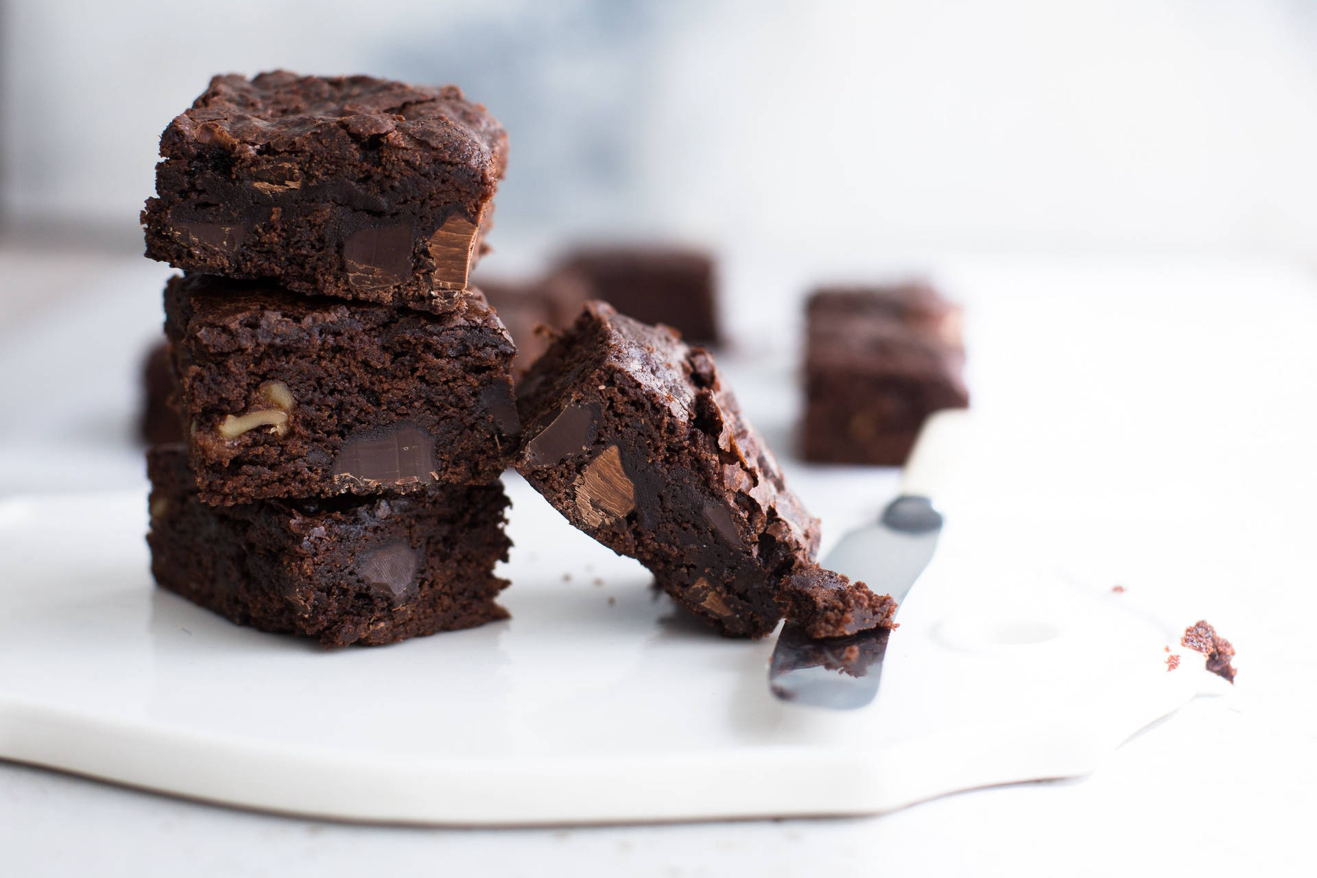 Brownies With Chocolate Bars Background
