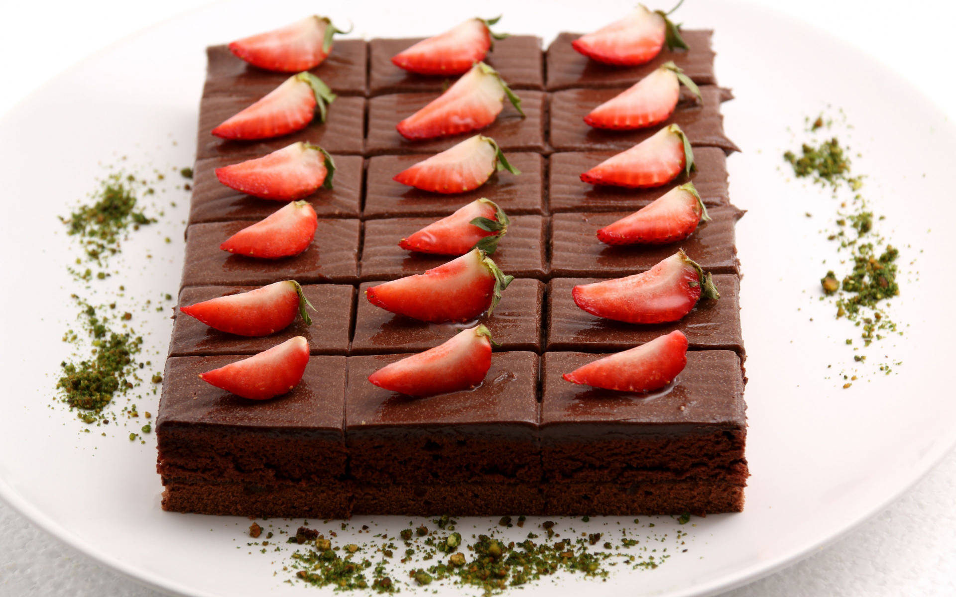 Brownies With Strawberries Background
