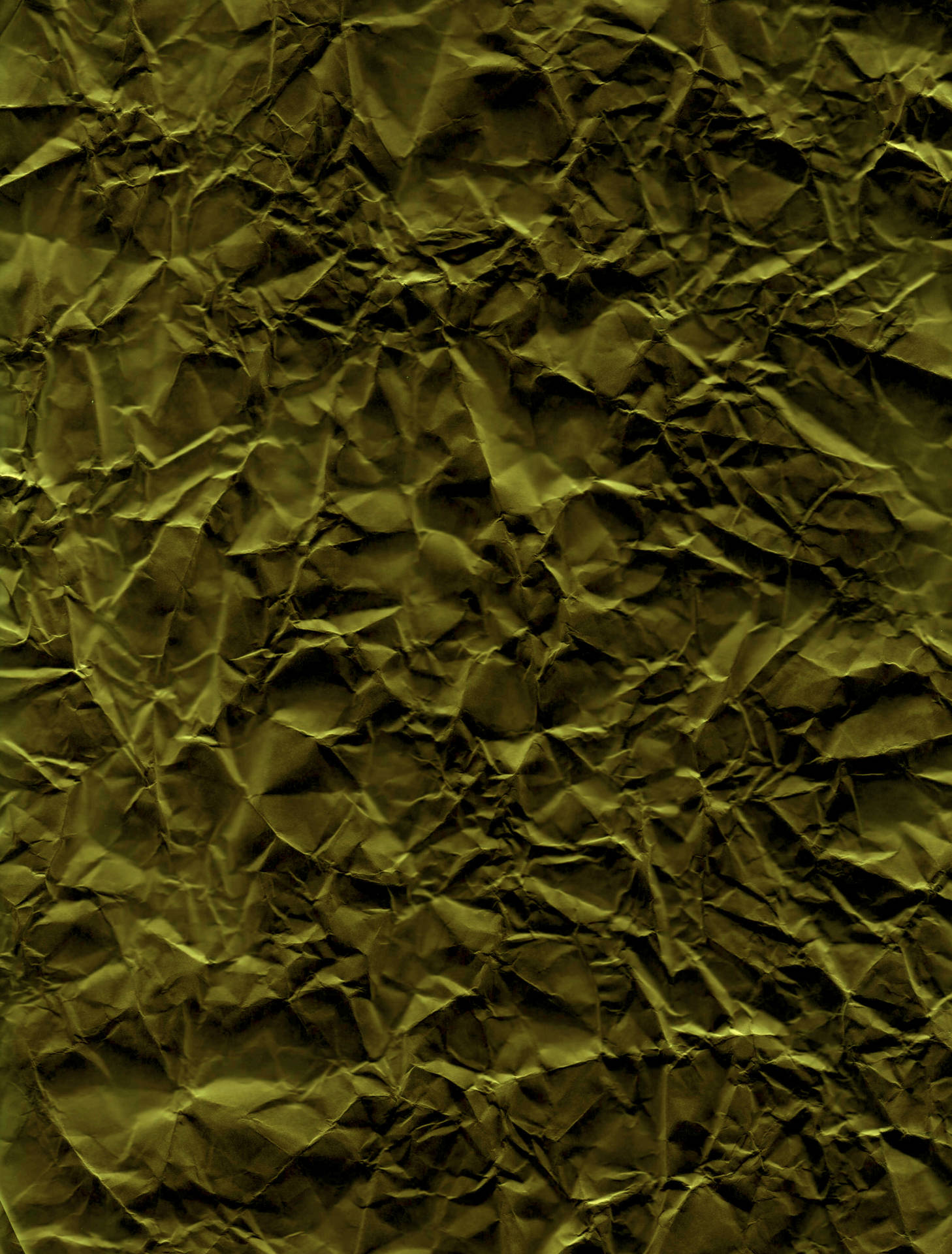 Brownish Green Crumpled Paper Texture Background