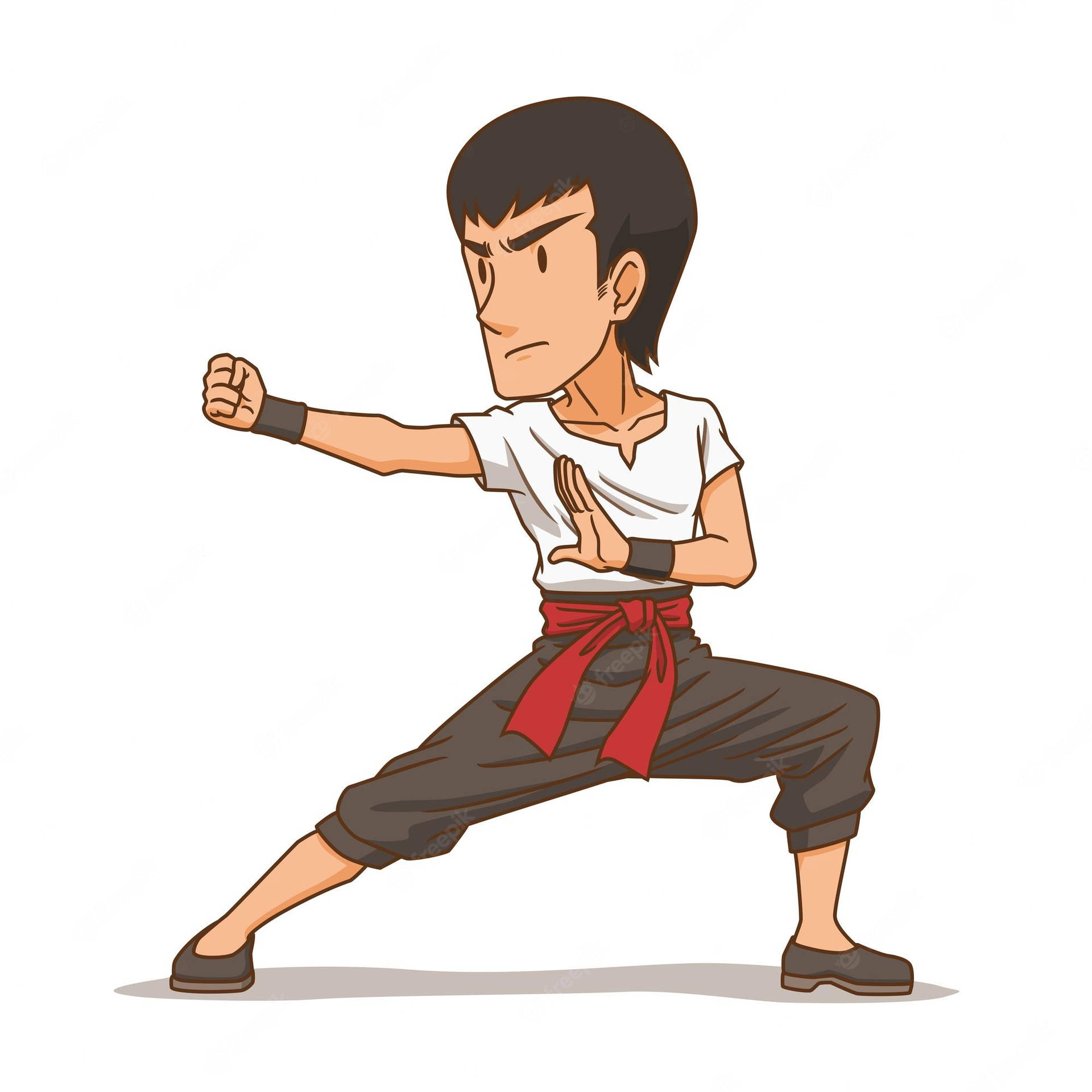 Bruce Lee Kung Fu Cartoon Character Background