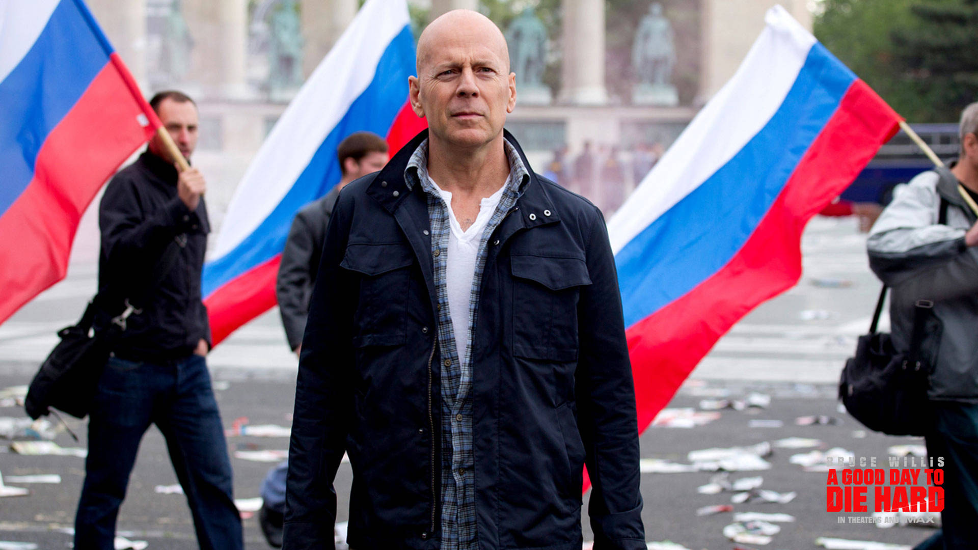 Bruce Willis Russian Flags Still Background