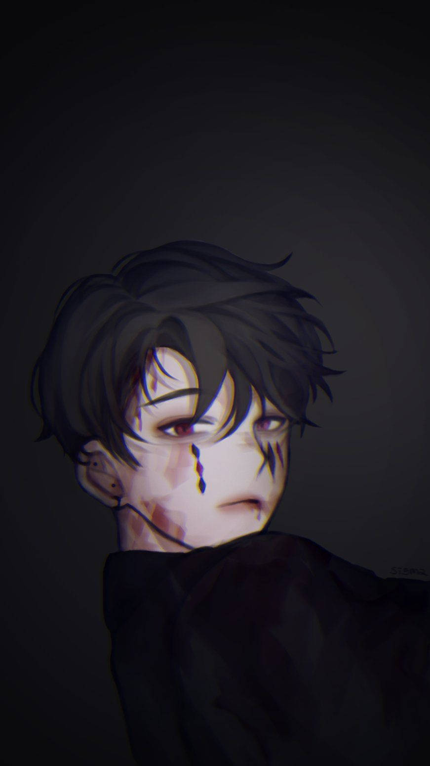 Bruised Boy Edgy Anime Pfp Background