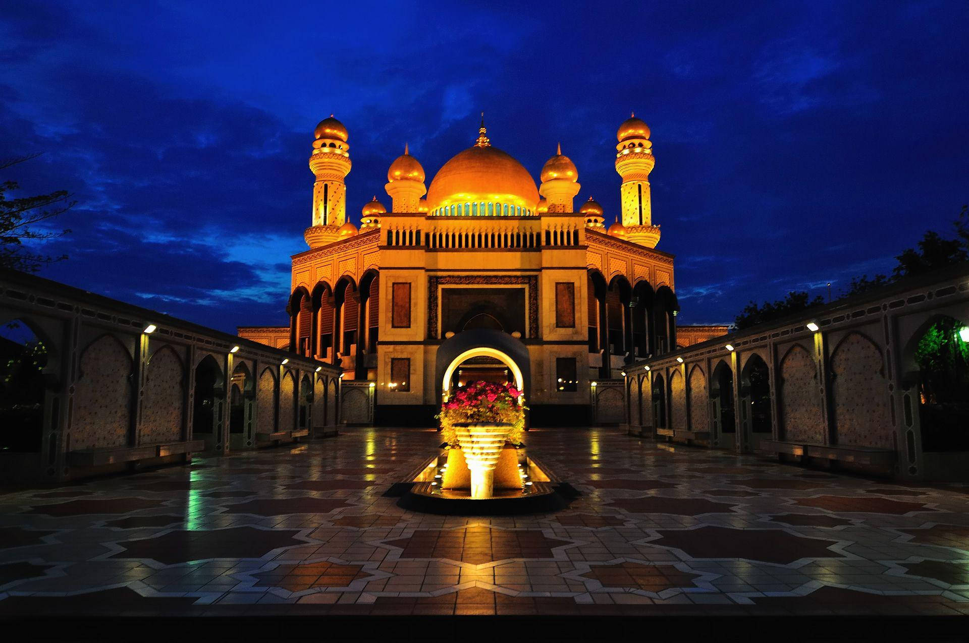 Brunei Jame' Asr Mosque At Night