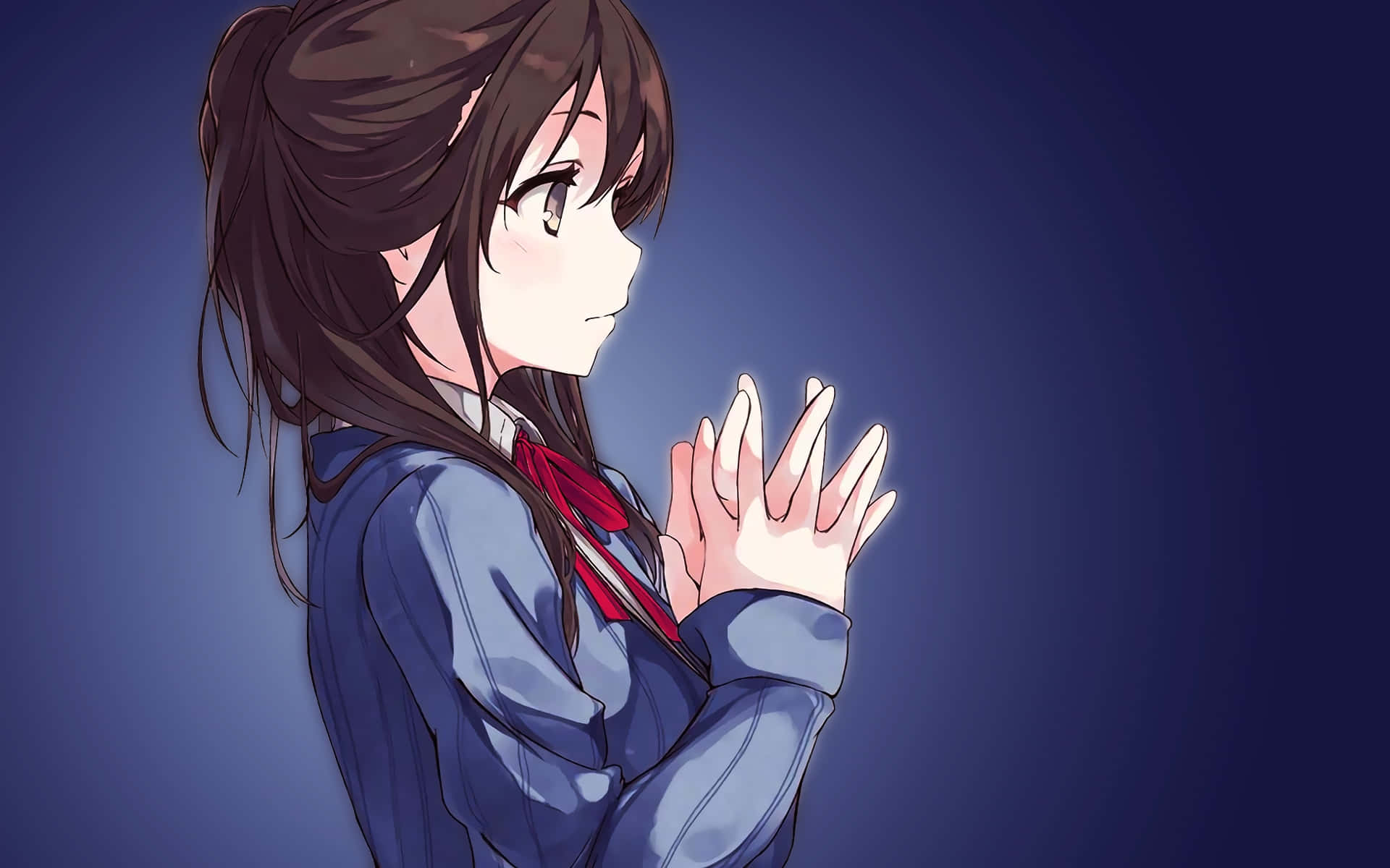 Brunette Anime Girl Profile Background