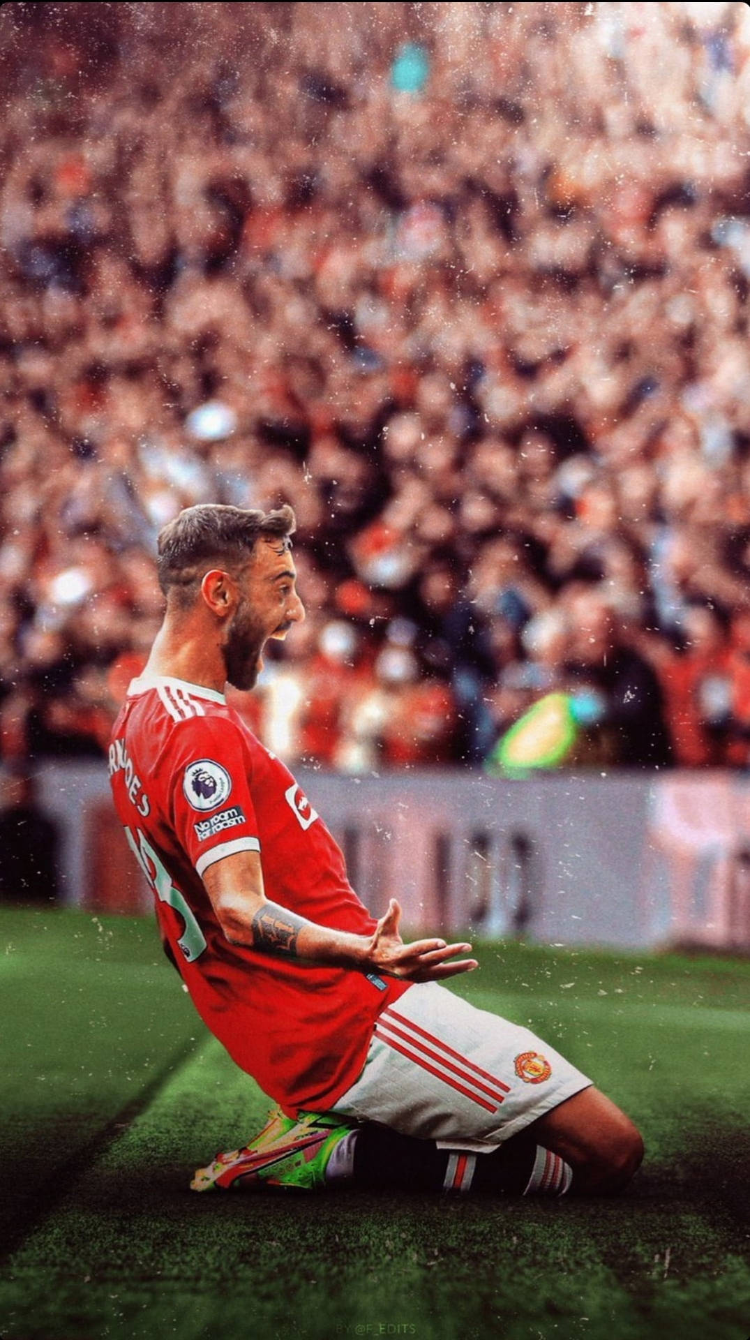 Bruno Fernandes Kneeling In Celebration Background