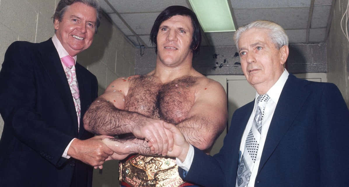 Bruno Sammartino With Vincent Mcmahon And Rudy Miller Background