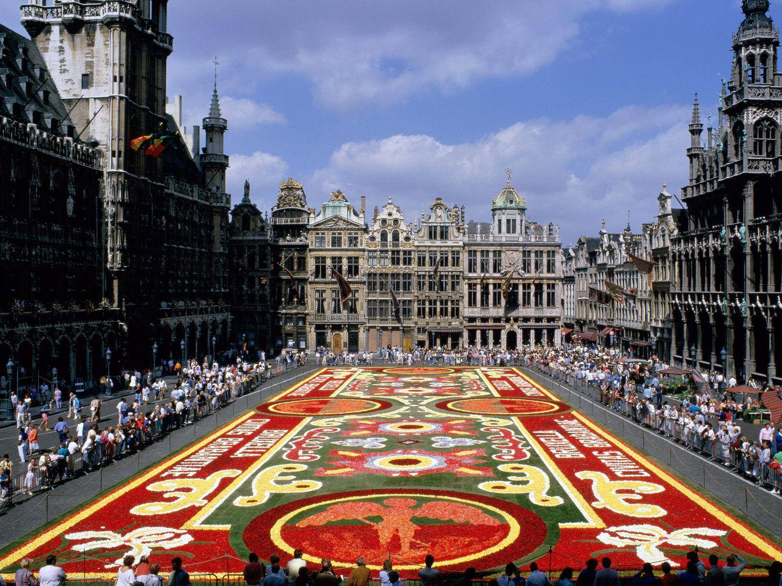 Brussels Grand Place Colorful Flowers Background