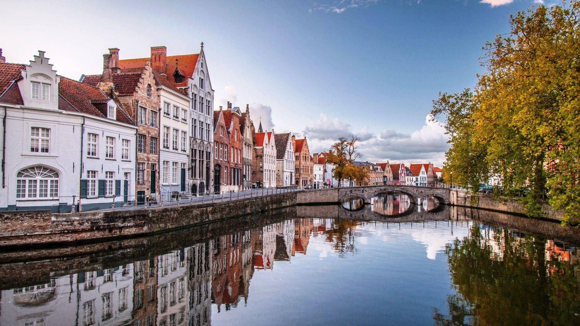 Brussels River Houses Background