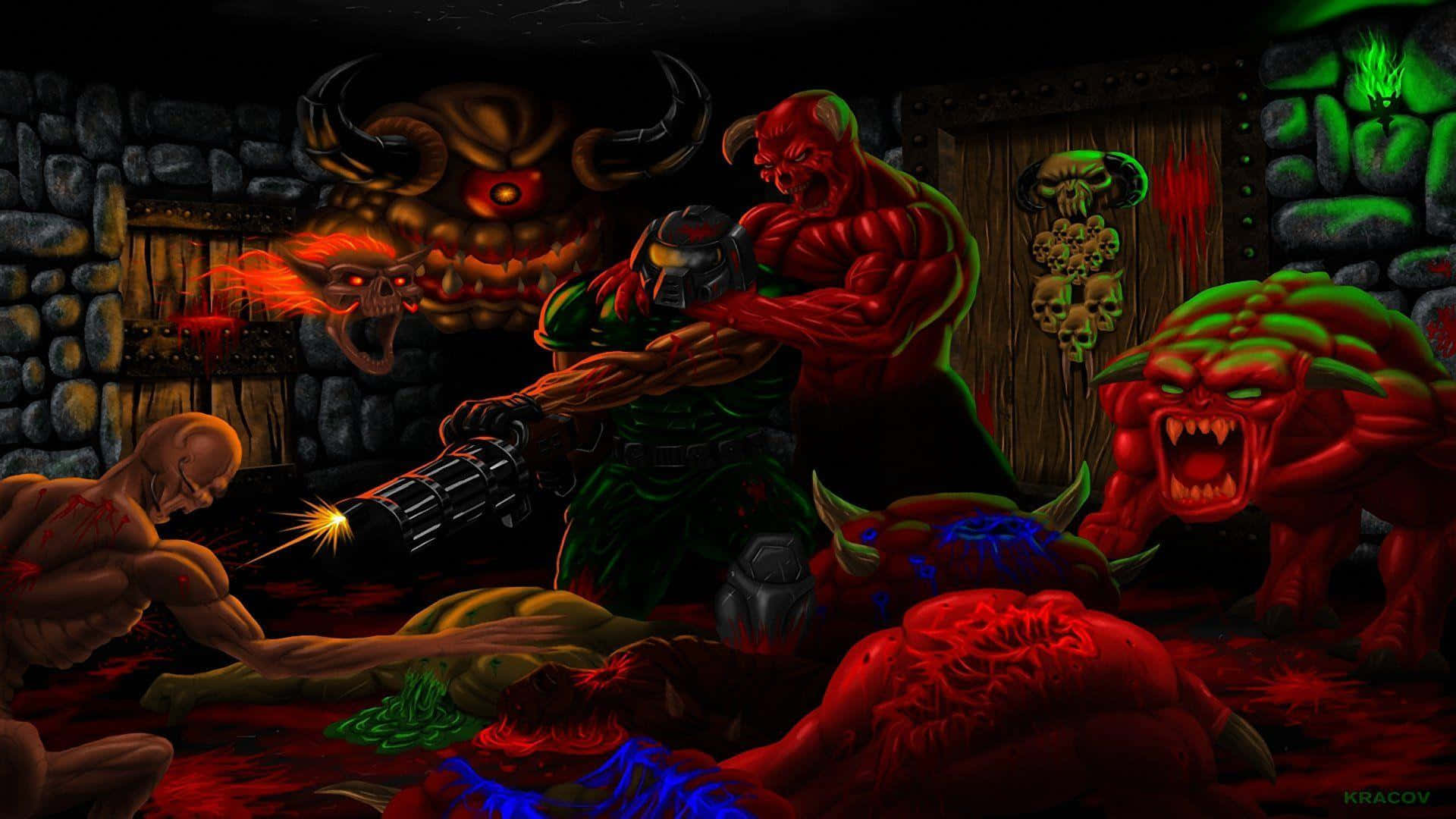 Brutal Doom Fighting Monsters Background